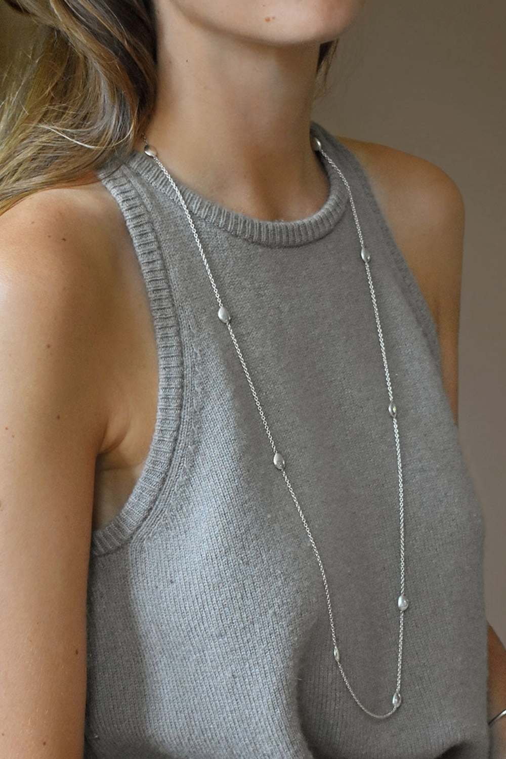 Drakenberg Sjölin Morning Dew-halsband, långt, silver, MDW-N251002-S