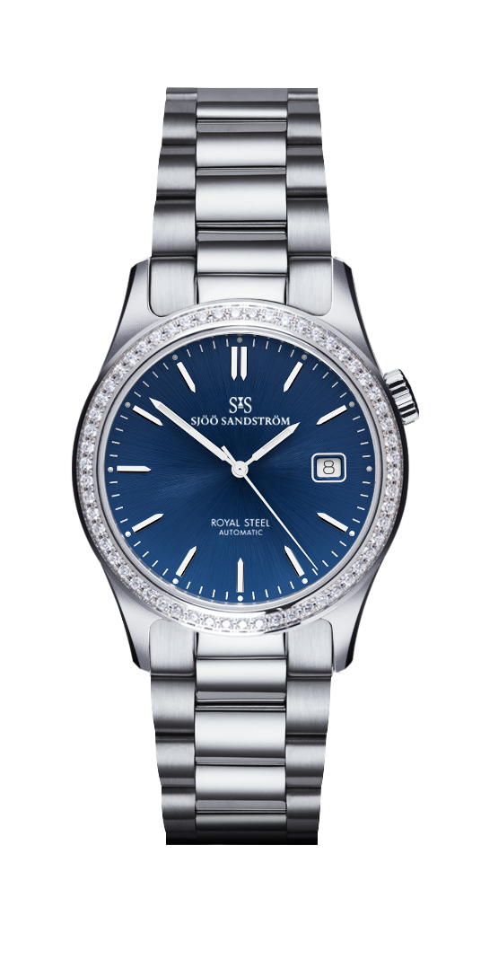 Sjöö Sandström - Royal Steel Classic 36 mm Diamant Bezel Blue Dial & Steel Bracelet 020920