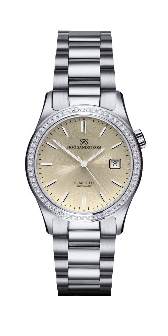 Sjöö Sandström - Classic Royal Steel 36 mm Diamond Bezel Champagne Dial & Steel Bracelet 020913