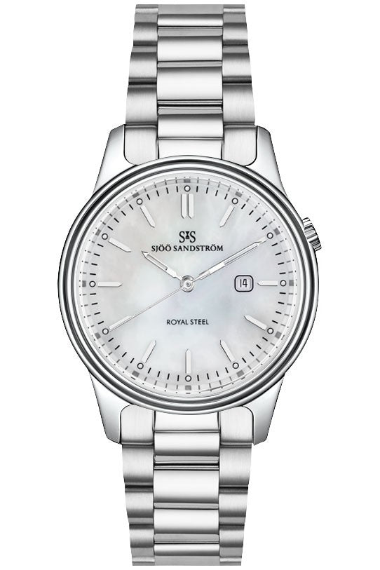 Sjöö Sandström - Classic Royal Steel 32mm Mother Of Pearl & Steel Bracelet 006856