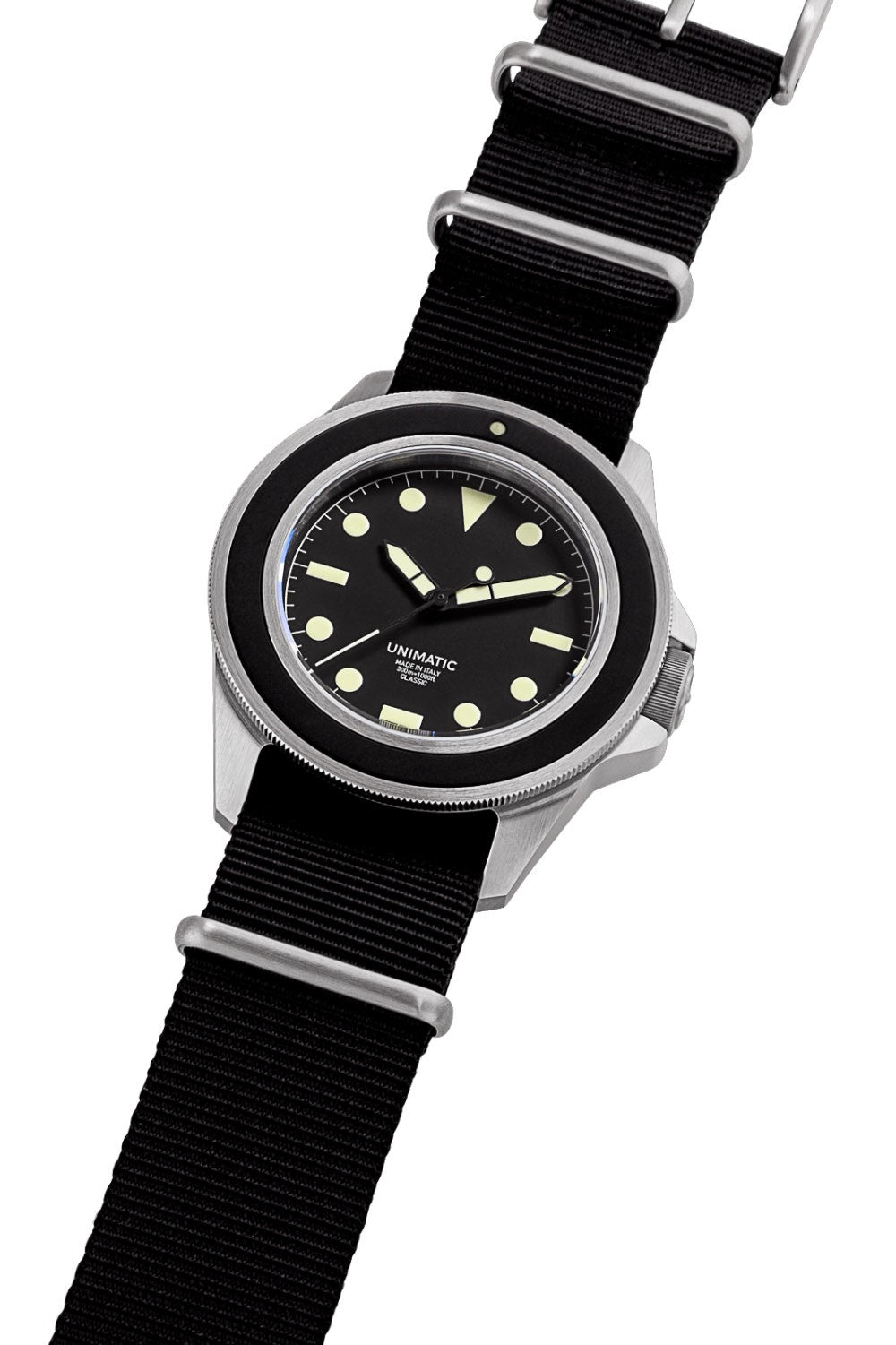 Unimatic - U1 Classic 41,5 mm svart urtavla och Natoband UC-1