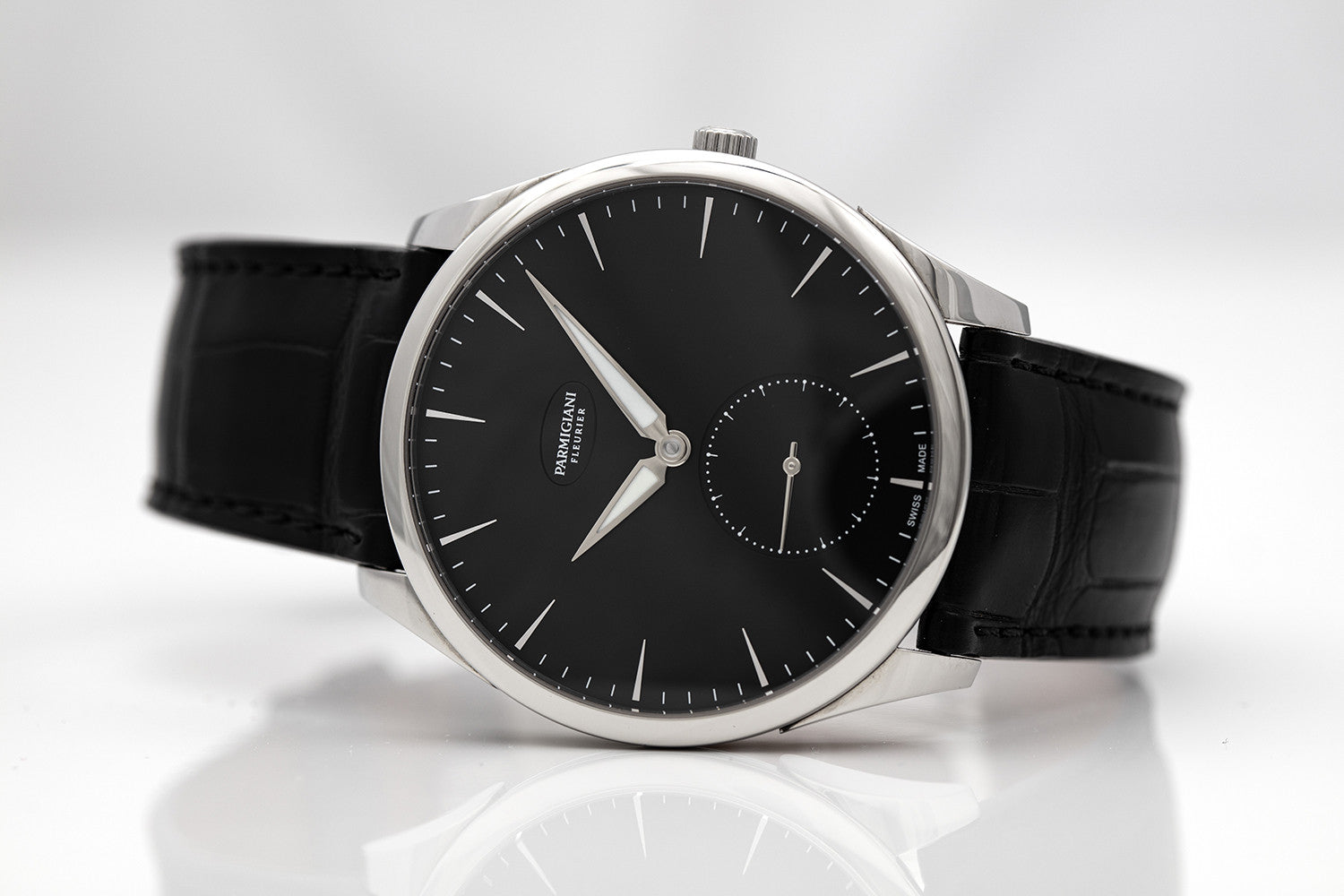 BEGAGNAD Parmigiani Fleurier Tonda 1950 Black & läderrem PFC288-0001400-XA1442