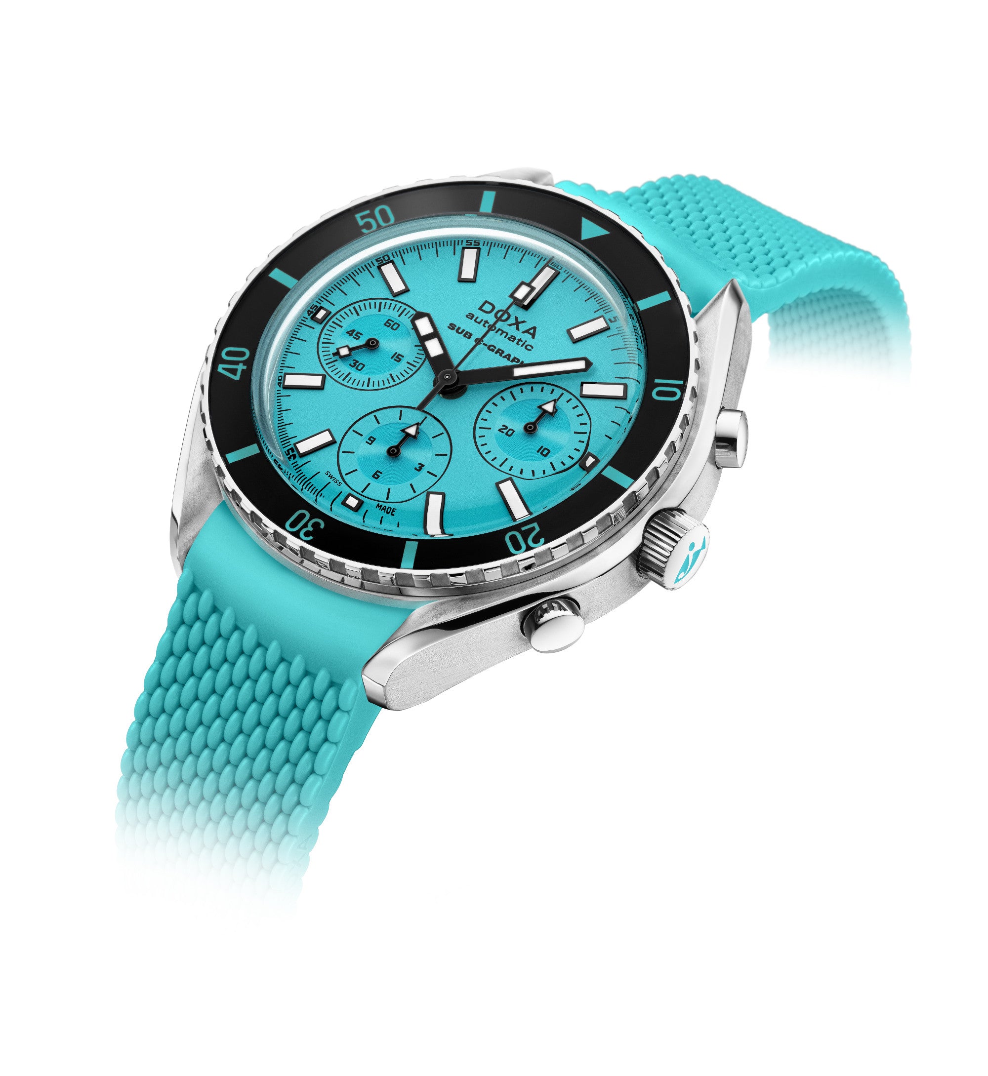 DOXA - Sub 200 C-Graph Aquamarine Turquoise & Rubber Strap 798.10.241.25