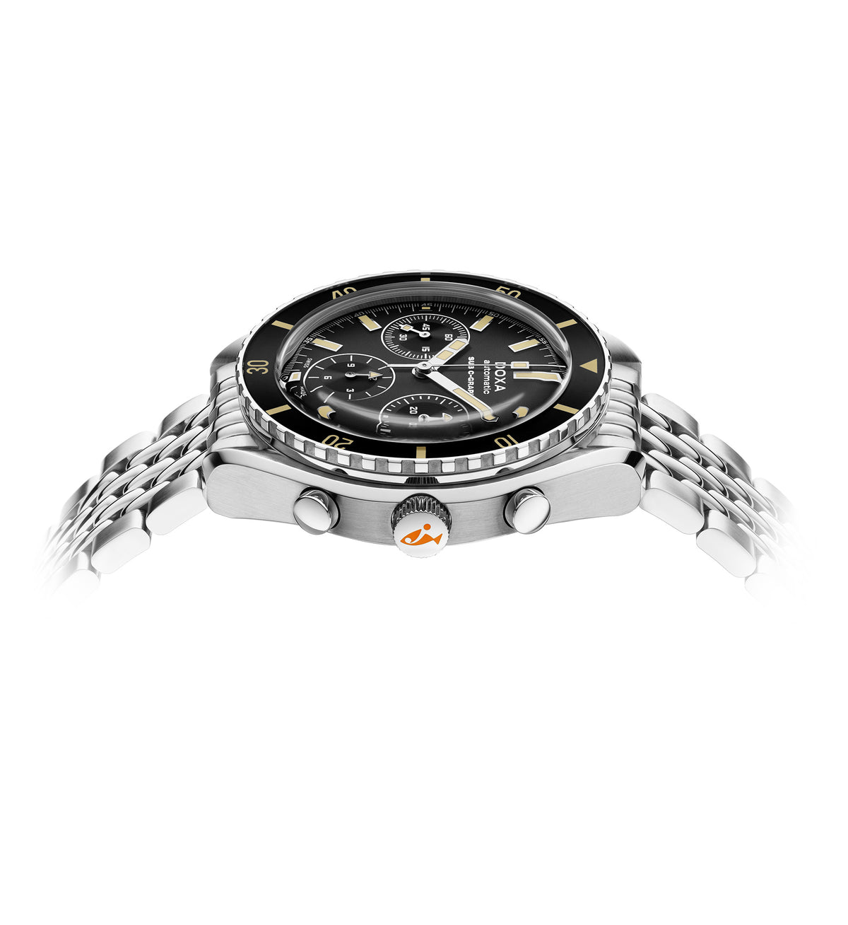 DOXA - Sub 200 C-Graph Sharkhunter Svart & Stållänk 798.10.101.10
