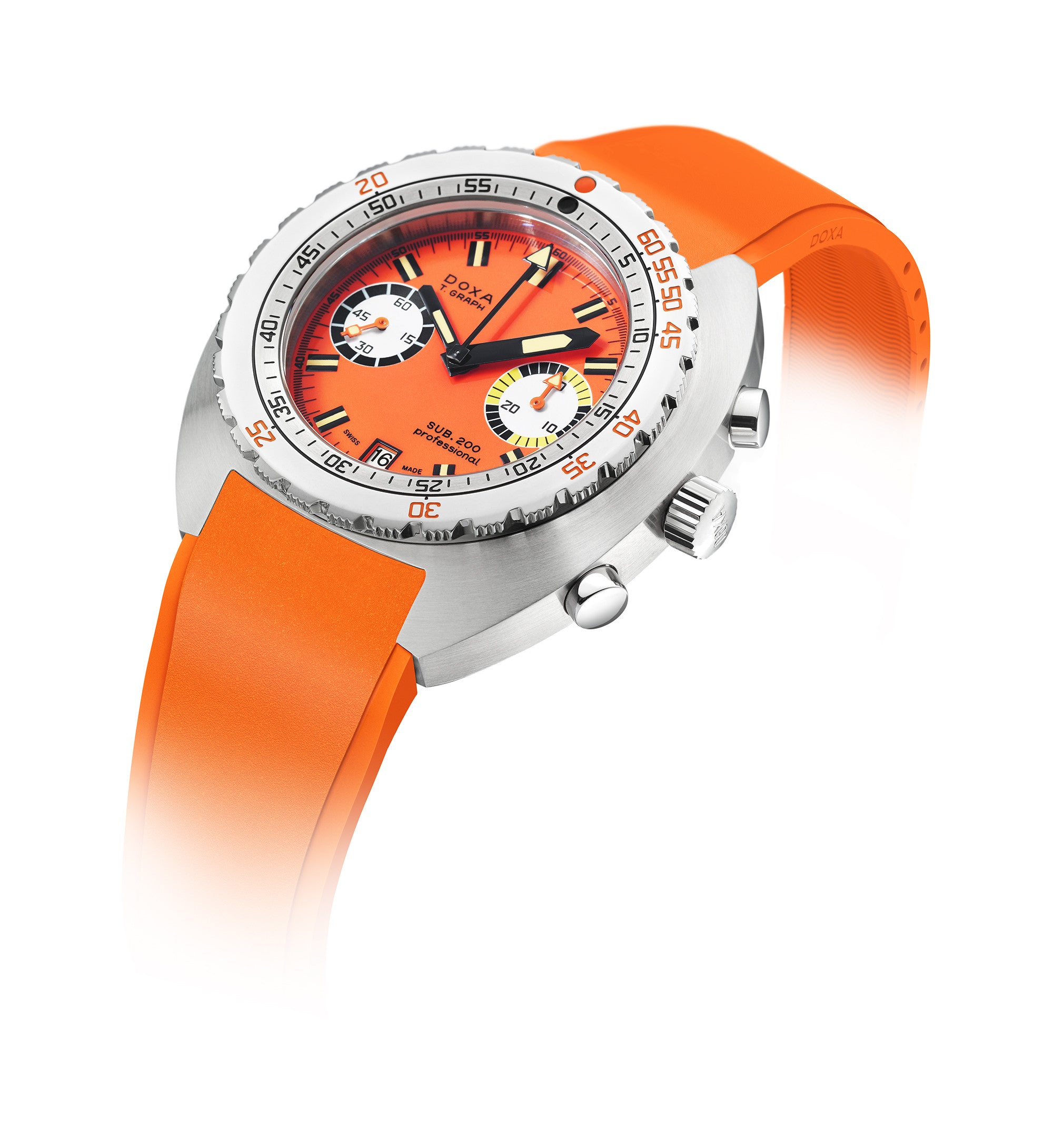 DOXA - SUB 200 T-GRAPH Professional Orange & Rubber Strap 805.10.351.21