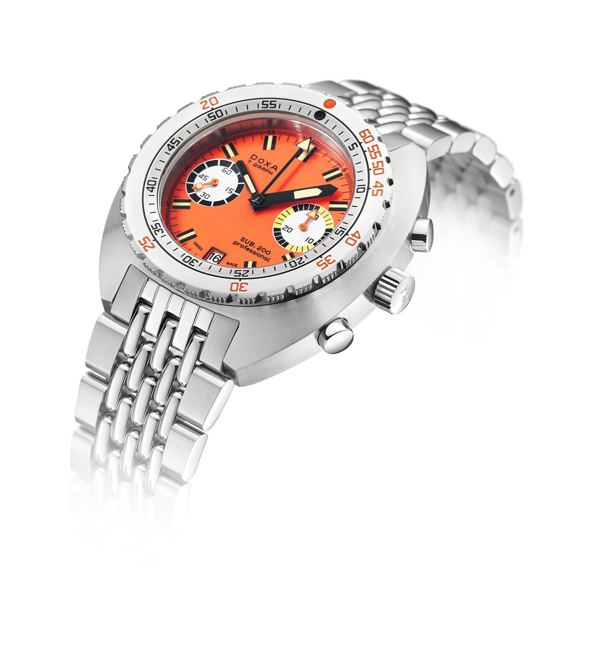 DOXA - SUB 200 T-GRAPH Professional Orange & Steel Bracelet 805.10.351.10