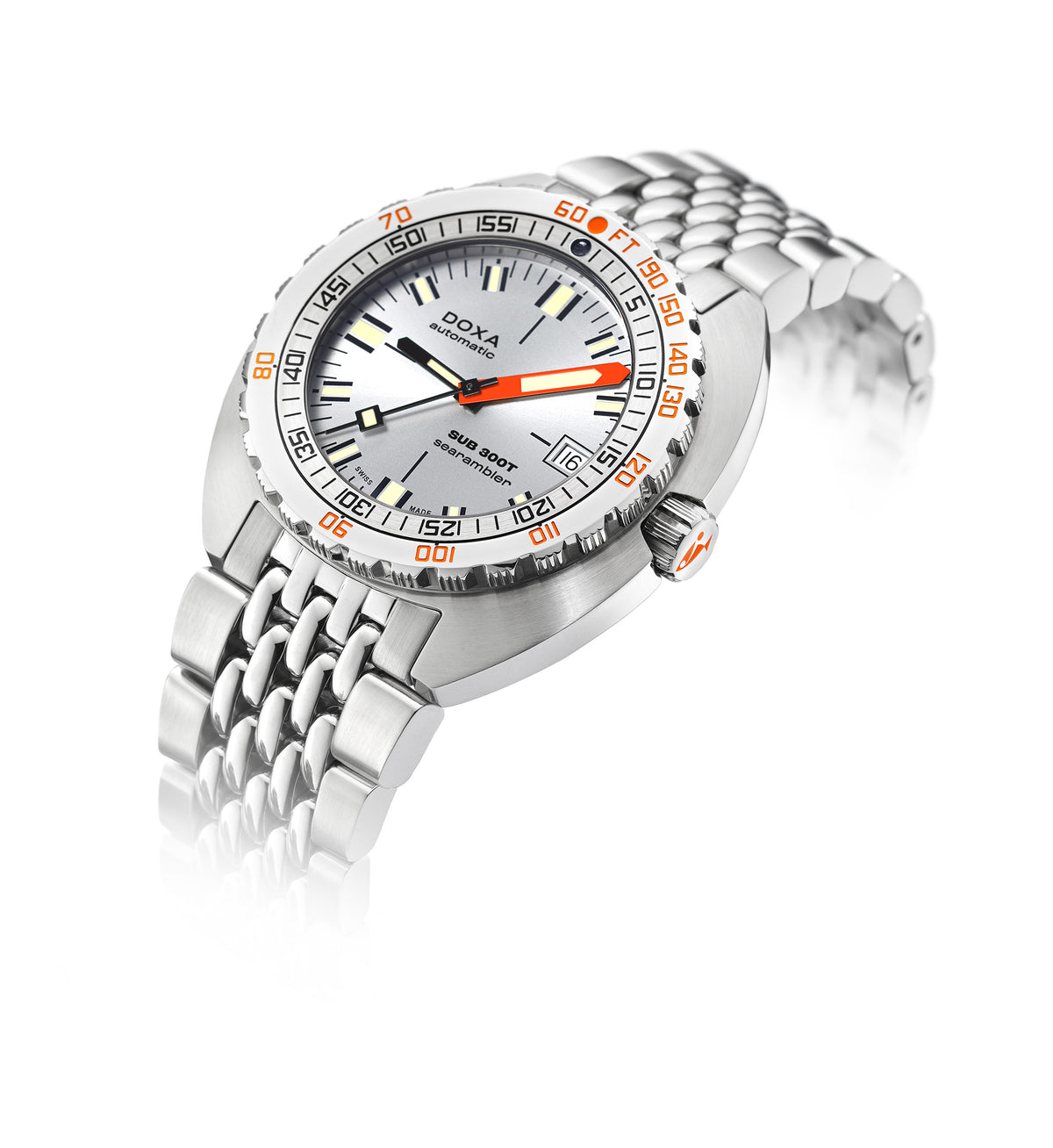 DOXA SUB 300T Searambler Silver & stålarmband 840.10.021.10