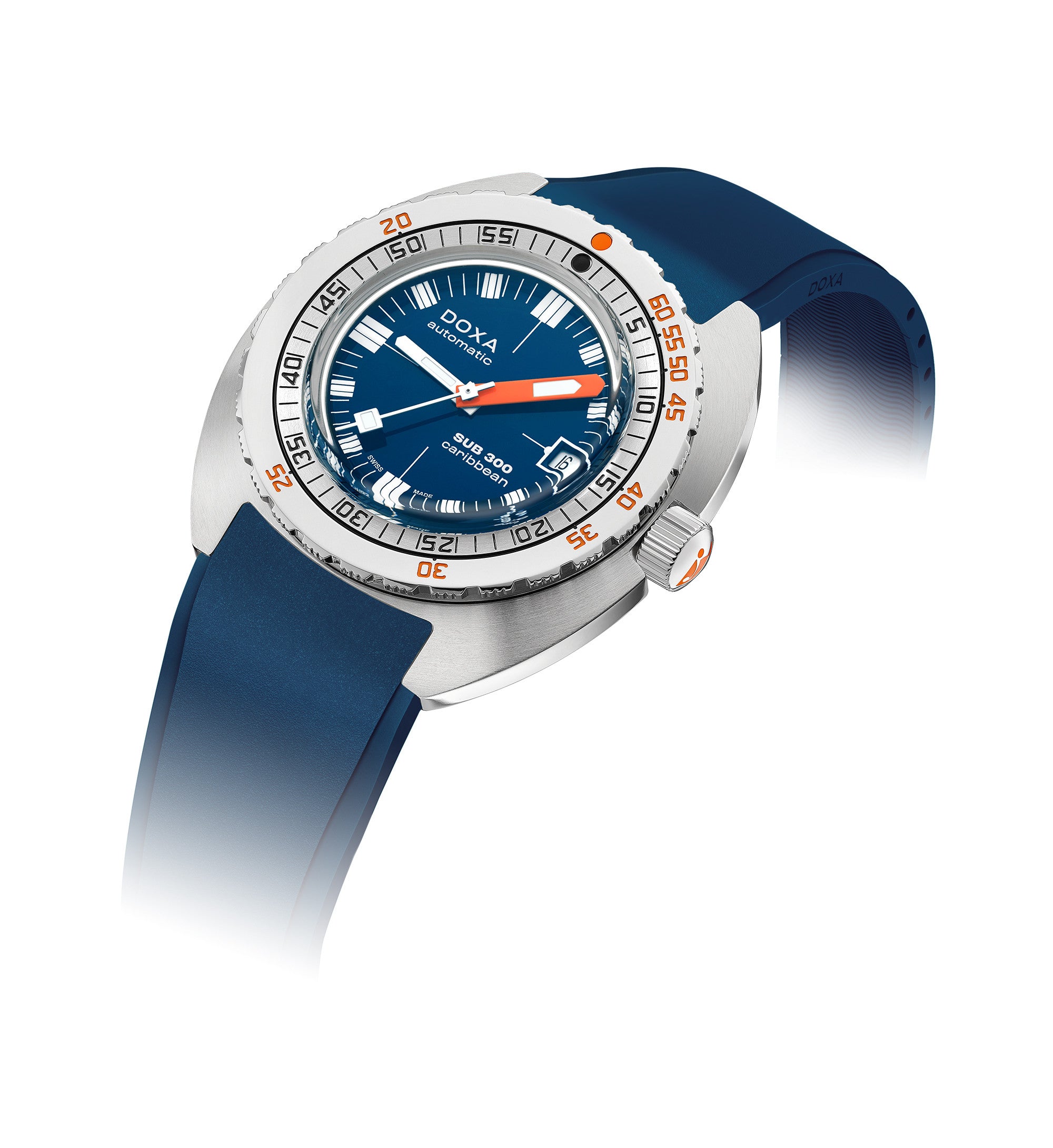 DOXA - Sub 300 Caribbean Navy Blue & Rubber Strap 821.10.201.32