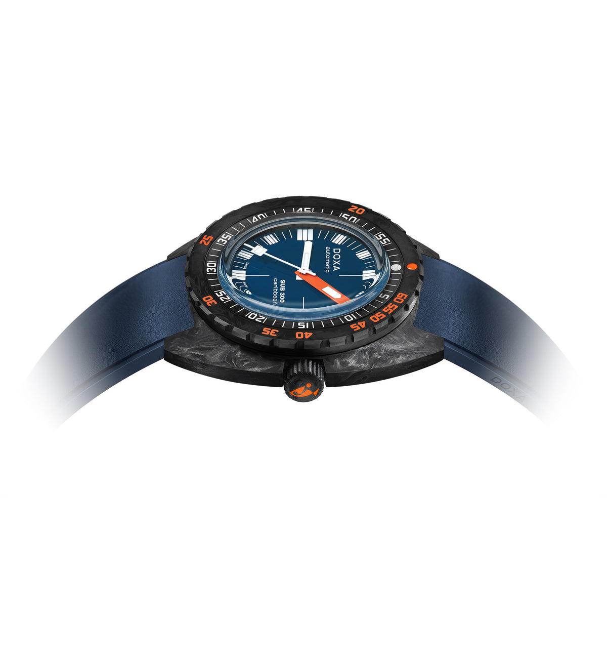 PRE-OWNED DOXA Sub 300 Carbon Caribbean Navy Blue & Rubber Strap 822.70.201.20