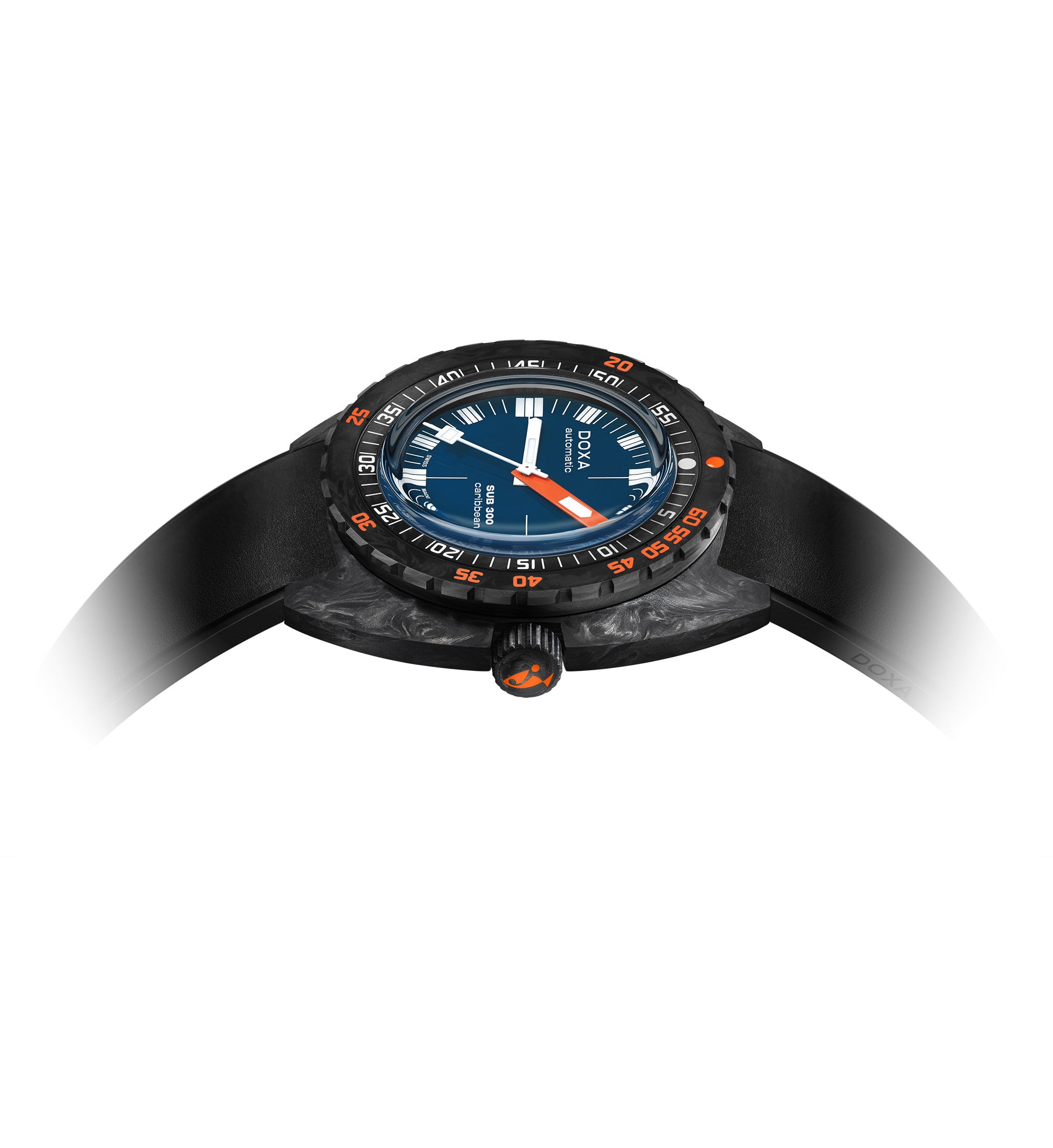 DOXA - Sub 300 Carbon Caribbean Navy Blue & Rubber Strap 822.70.201.20