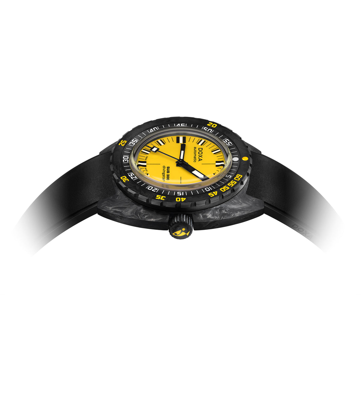 DOXA - Sub 300 Carbon Divingstar Yellow & gummiband 822.70.361.20