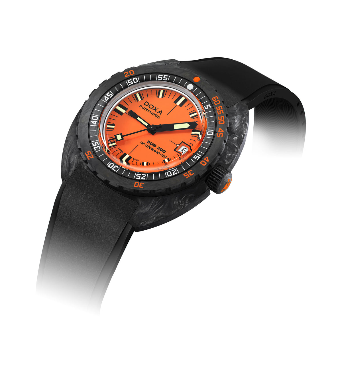 DOXA - Sub 300 Carbon Professional Orange & Gummiband 822.70.351.20