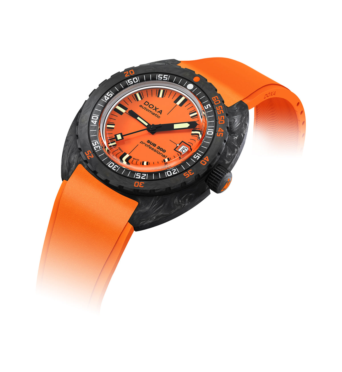 DOXA - Sub 300 Carbon Professional Orange & Rubber Strap 822.70.351.21