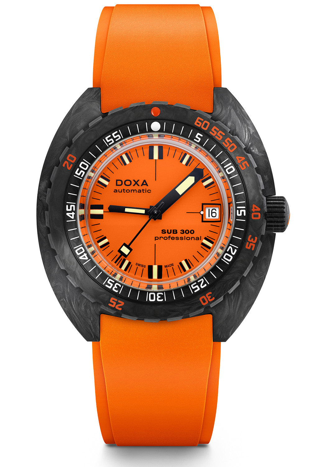 DOXA - Sub 300 Carbon Professional Orange & Rubber Strap 822.70.351.21