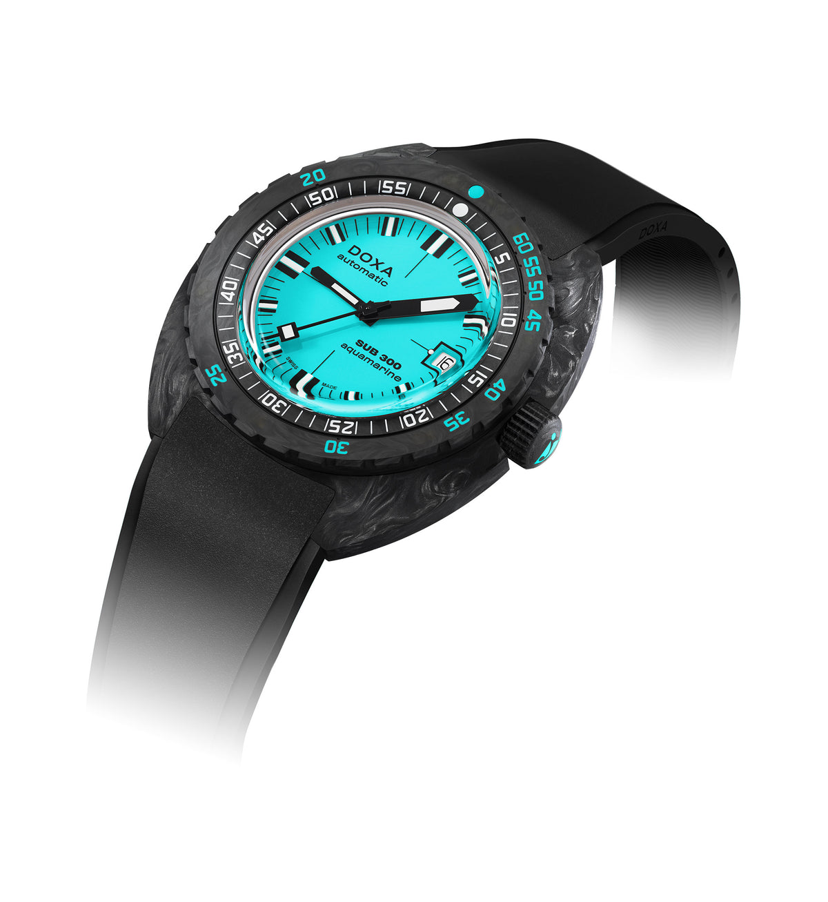 DOXA - Sub 300 Carbon Aquamarine Turquoise & Rubber Strap 822.70.241.20