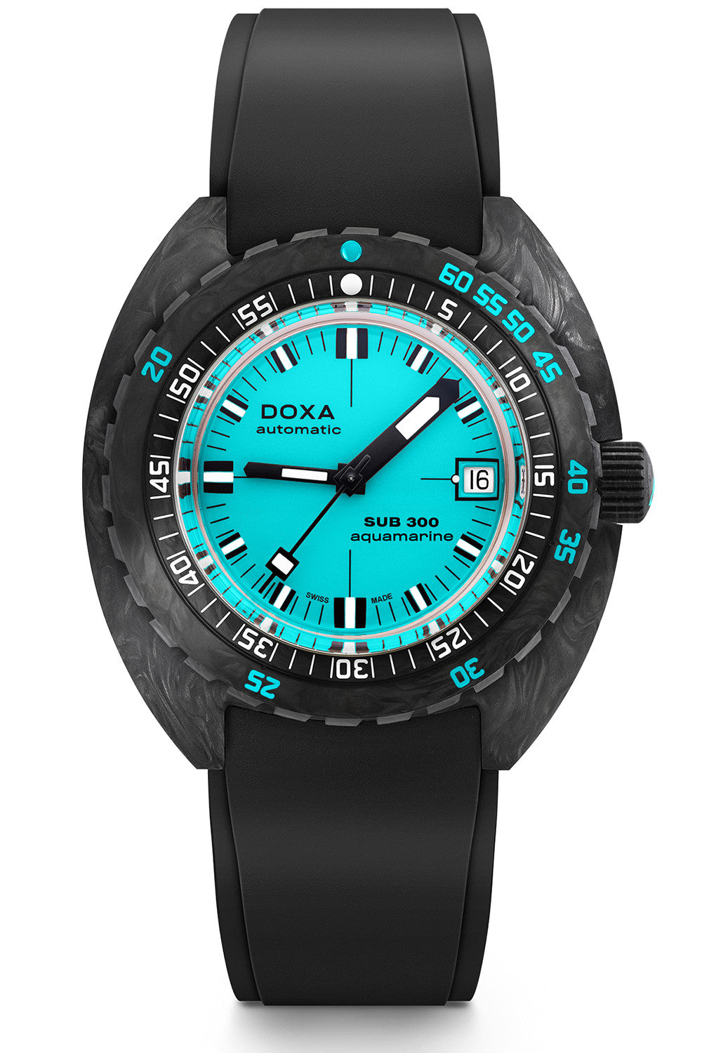 DOXA - Sub 300 Carbon Aquamarine Turquoise & Rubber Strap 822.70.241.20