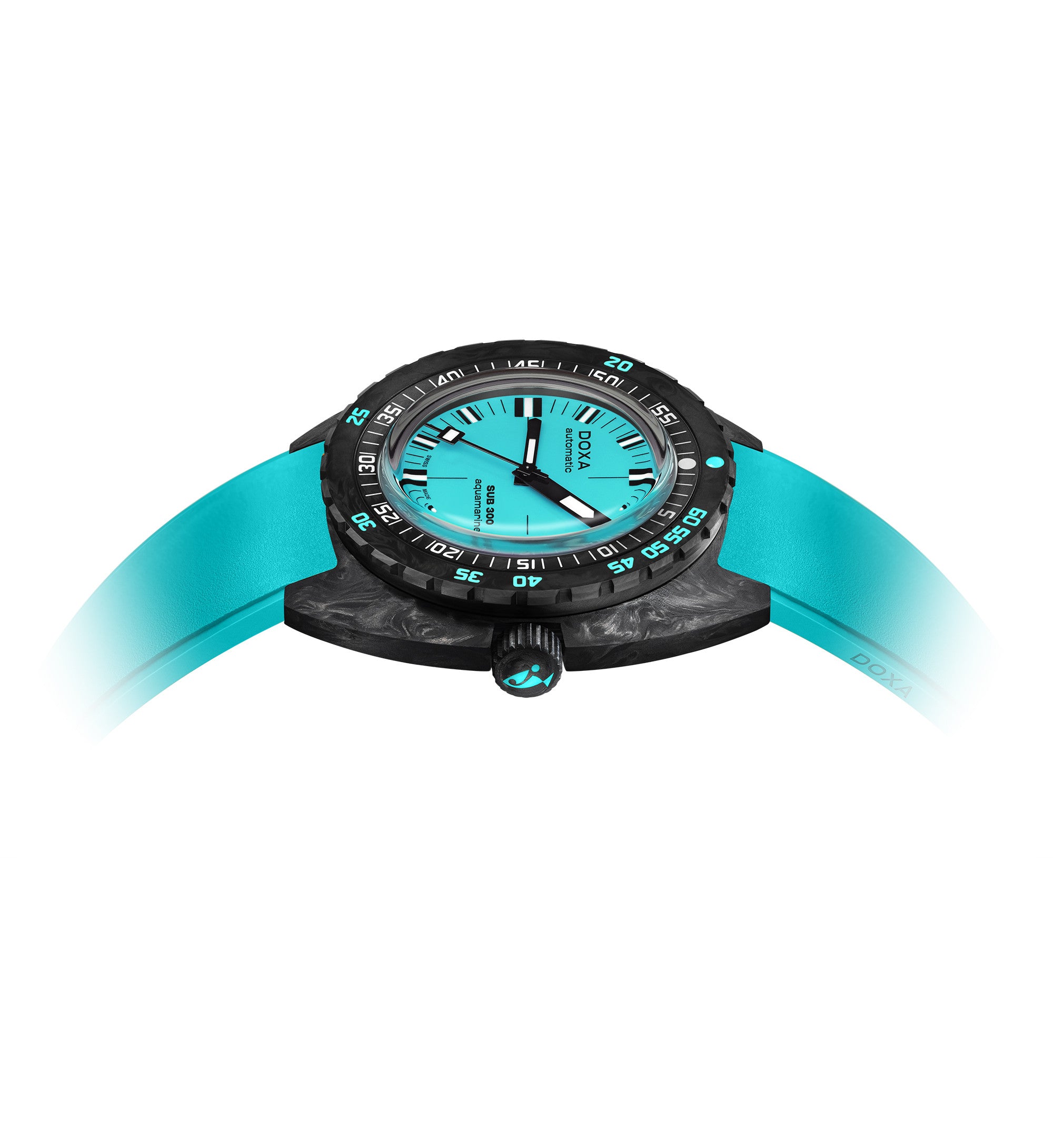 DOXA - Sub 300 Carbon Aquamarine Turquoise & Rubber Strap 822.70.241.25