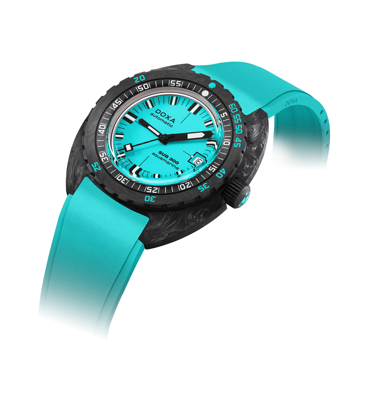 DOXA - Sub 300 Carbon Aquamarine Turquoise & Rubber Strap 822.70.241.25