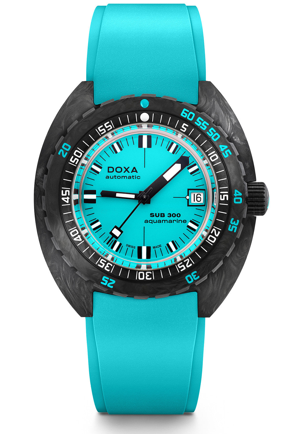 DOXA - Sub 300 Carbon Aquamarine Turquoise & Rubber Strap 822.70.241.25