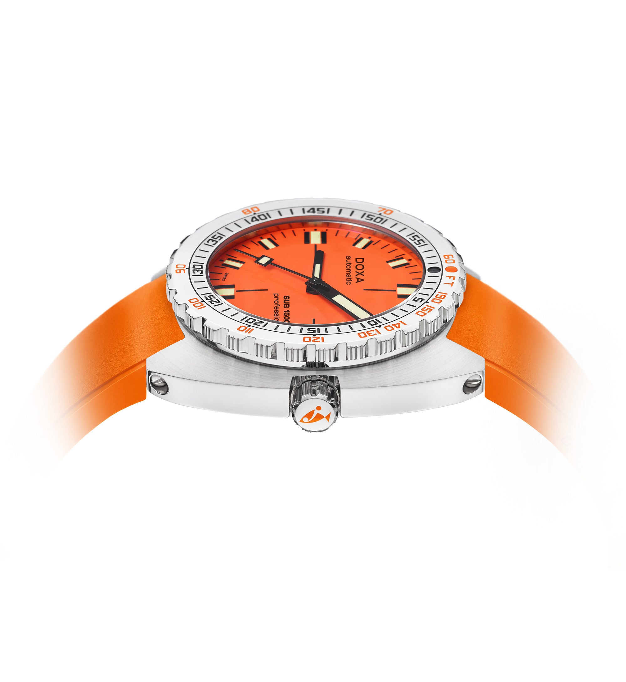DOXA - Sub 1500T Professional Orange & Rubber Strap 883.10.351.21