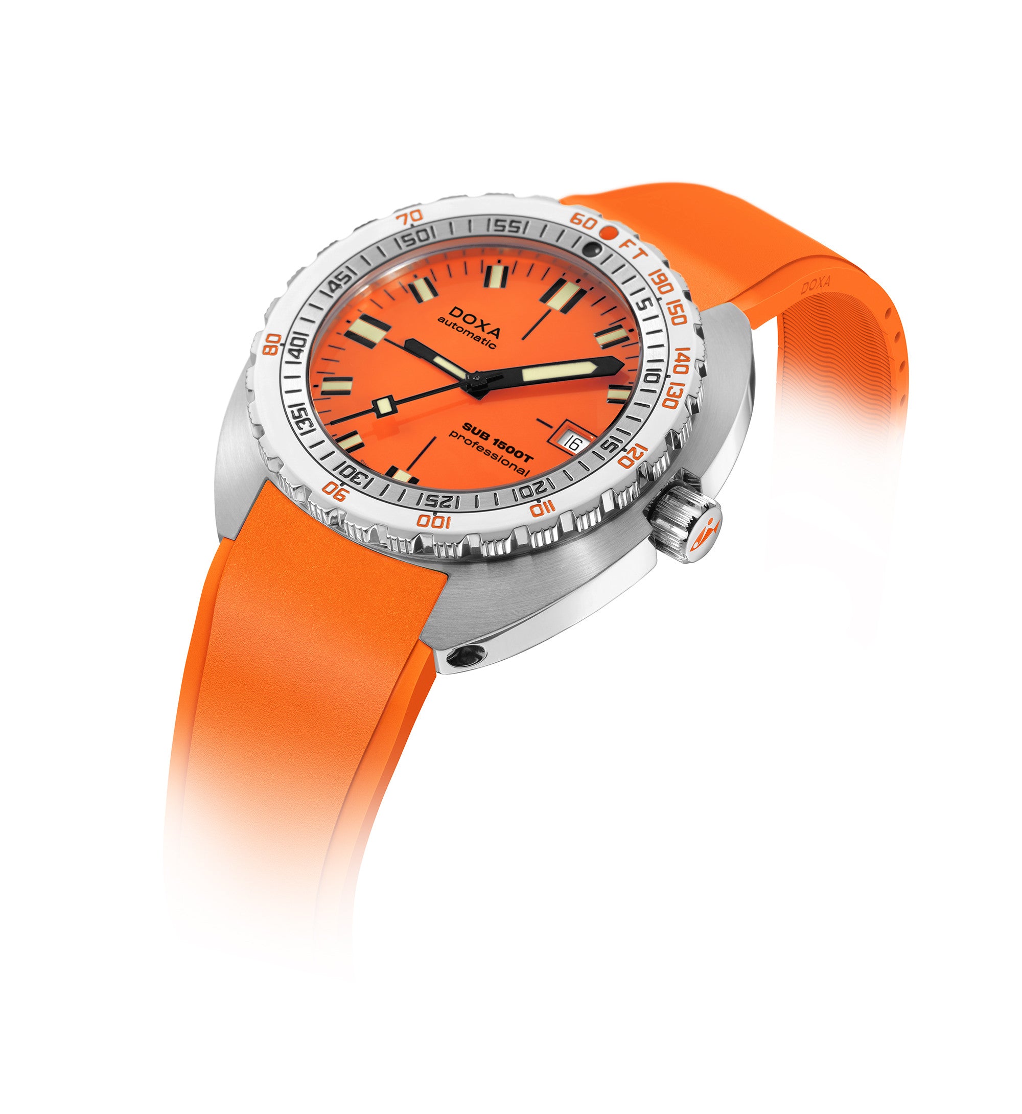 DOXA - Sub 1500T Professional Orange & Rubber Strap 883.10.351.21