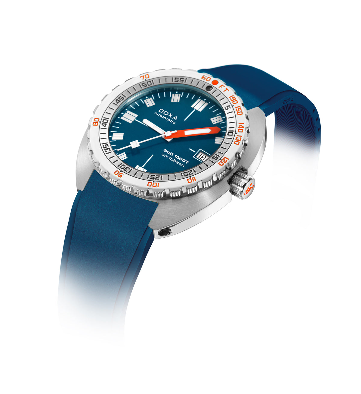 DOXA - Sub 1500T Caribbean Navy Blue & Rubber Strap 883.10.201.32