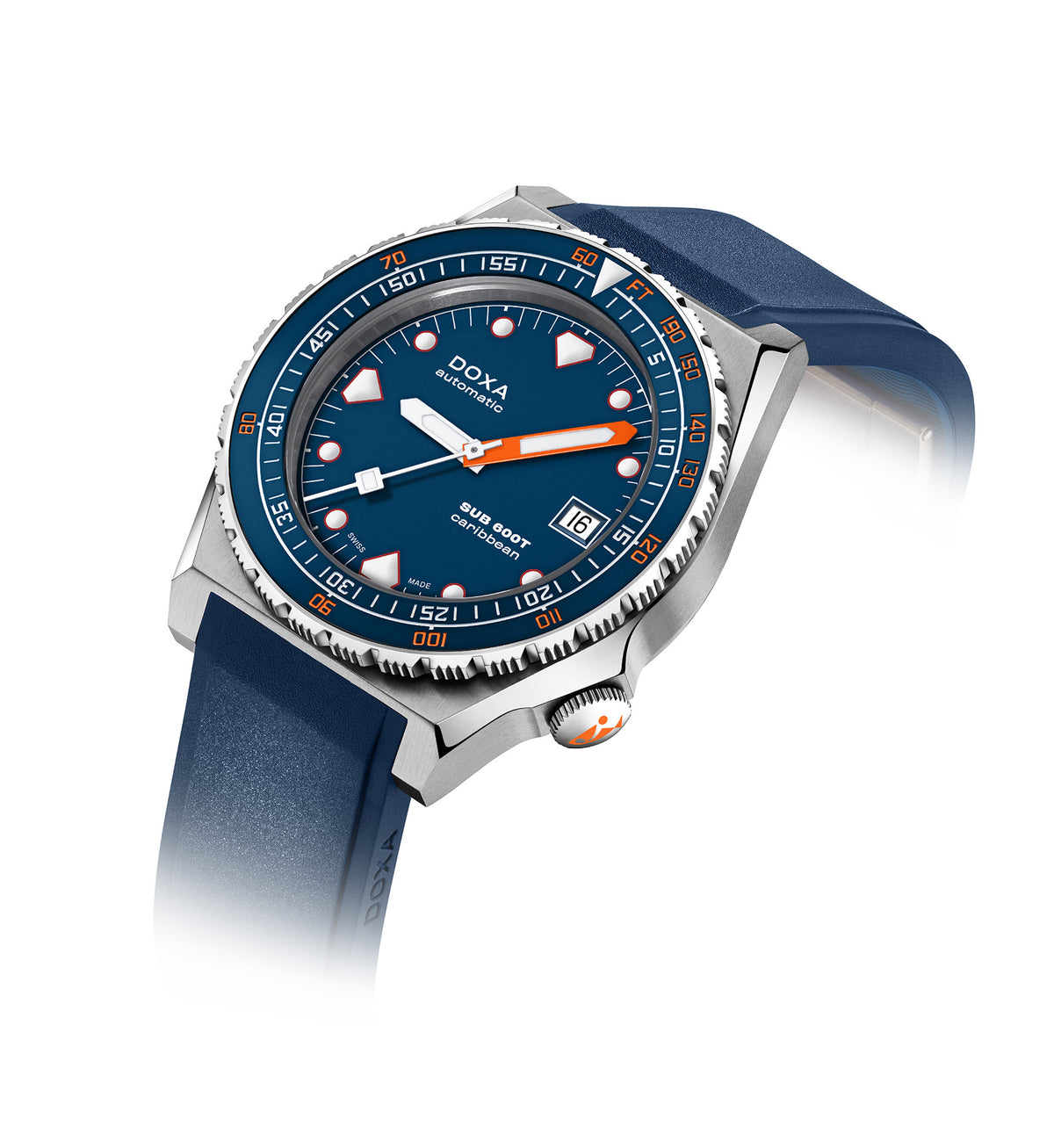 DOXA - Sub 600T Caribbean Ceramic Inlay Navy Blue & Rubber Strap 861.10.201.32