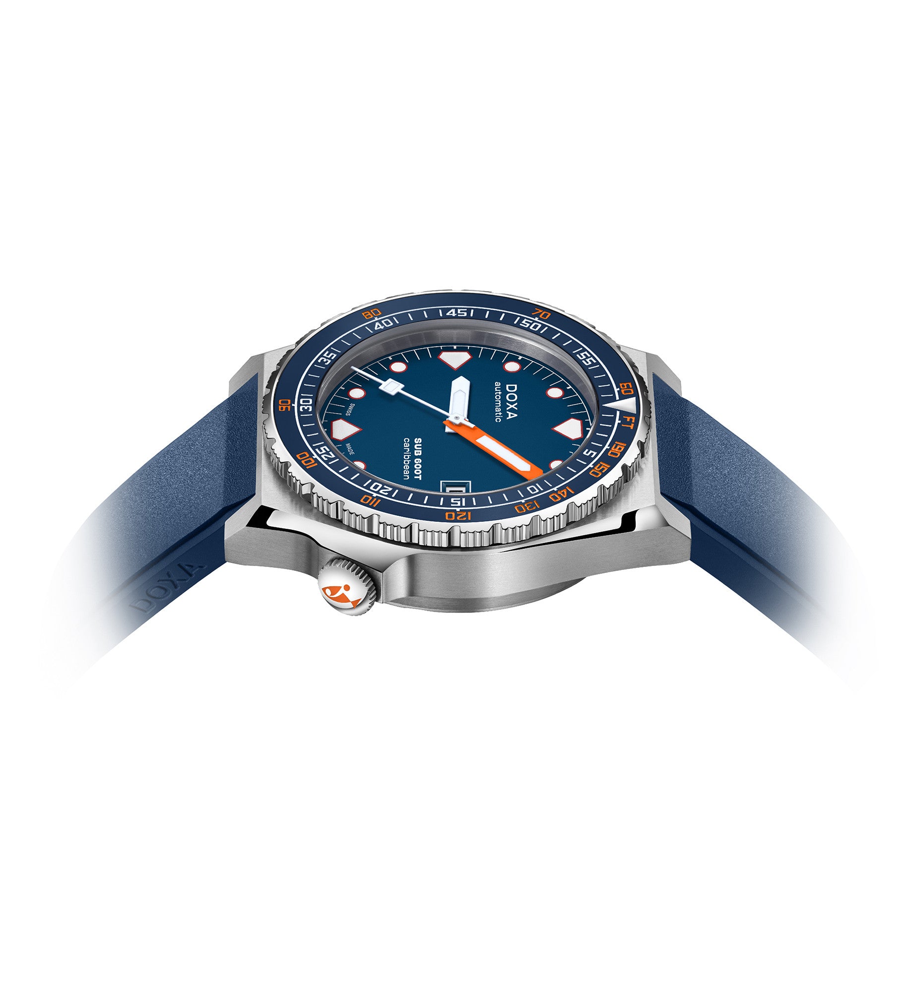 DOXA - Sub 600T Caribbean Ceramic Inlay Navy Blue & Rubber Strap 861.10.201.32