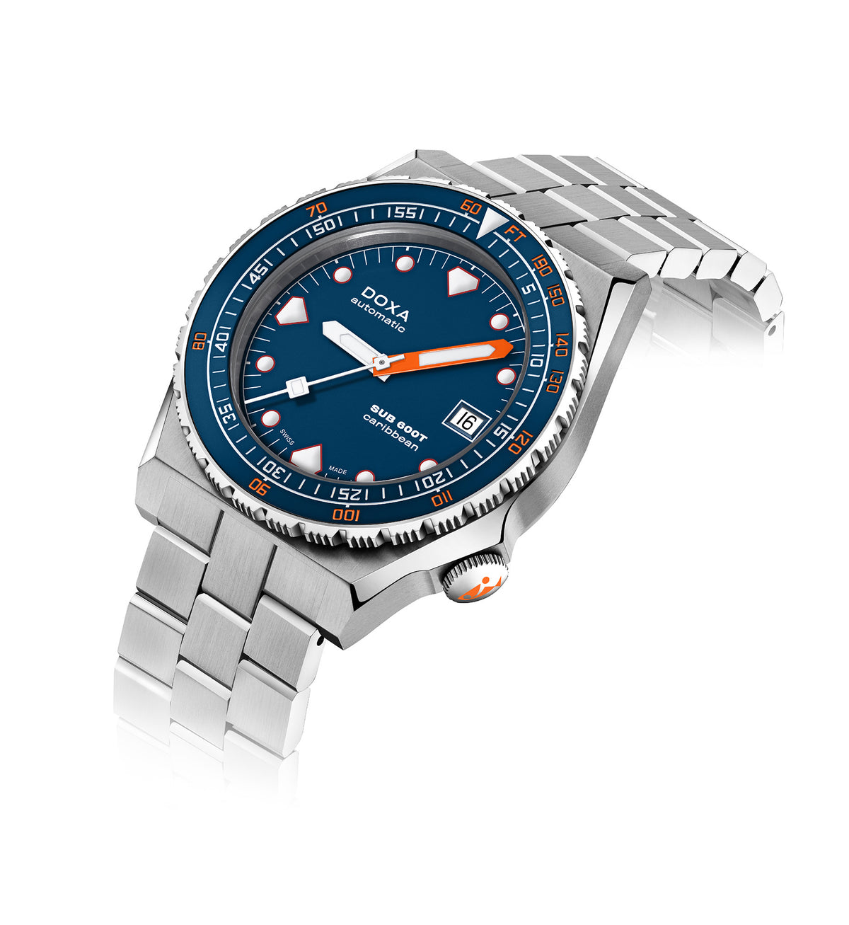 DOXA - Sub 600T Caribbean Ceramic Inlay Navy Blue & Steel Bracelet 861.10.201.10