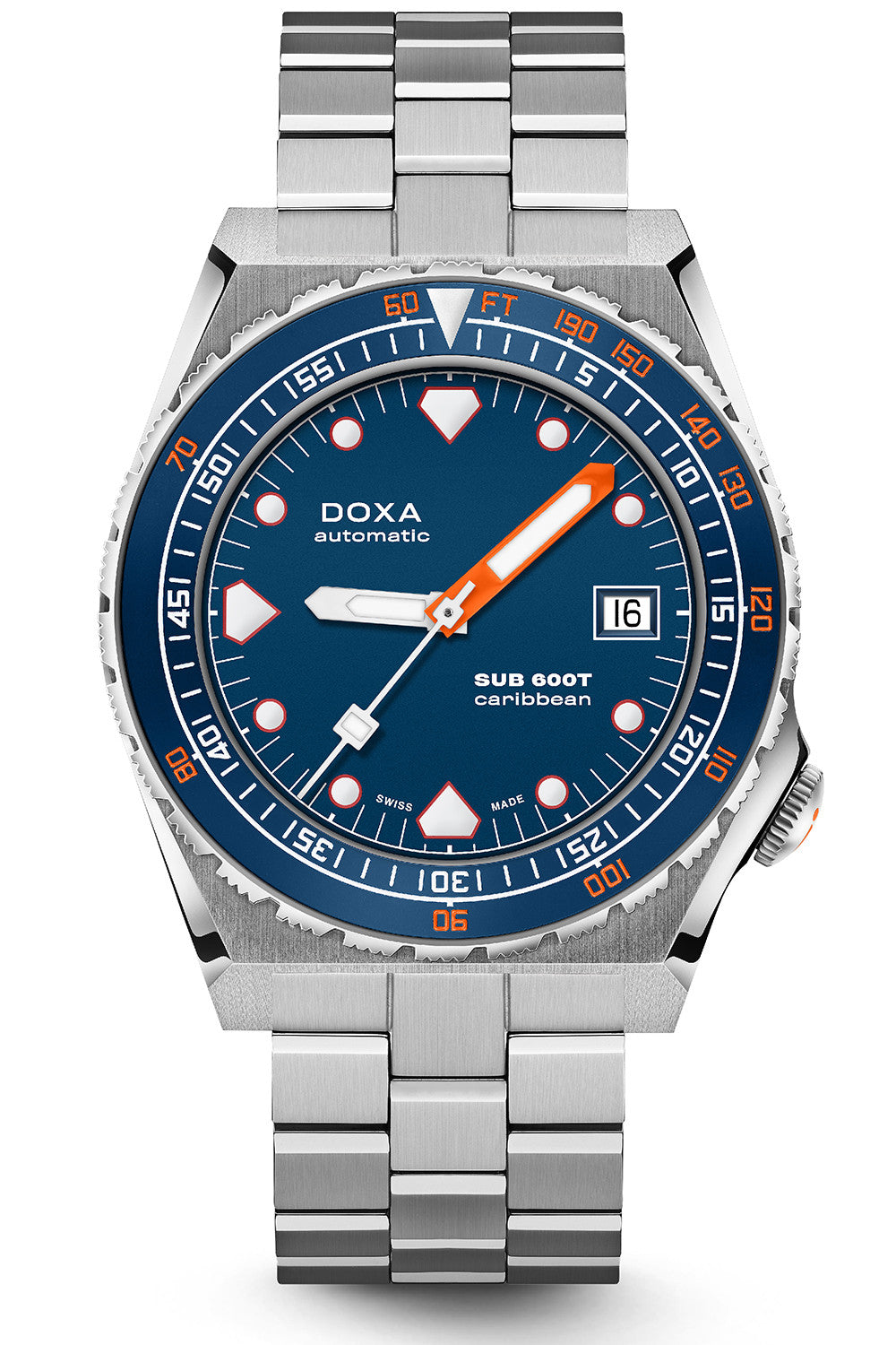 DOXA - Sub 600T Caribbean Ceramic Inlay Navy Blue & Steel Bracelet 861.10.201.10