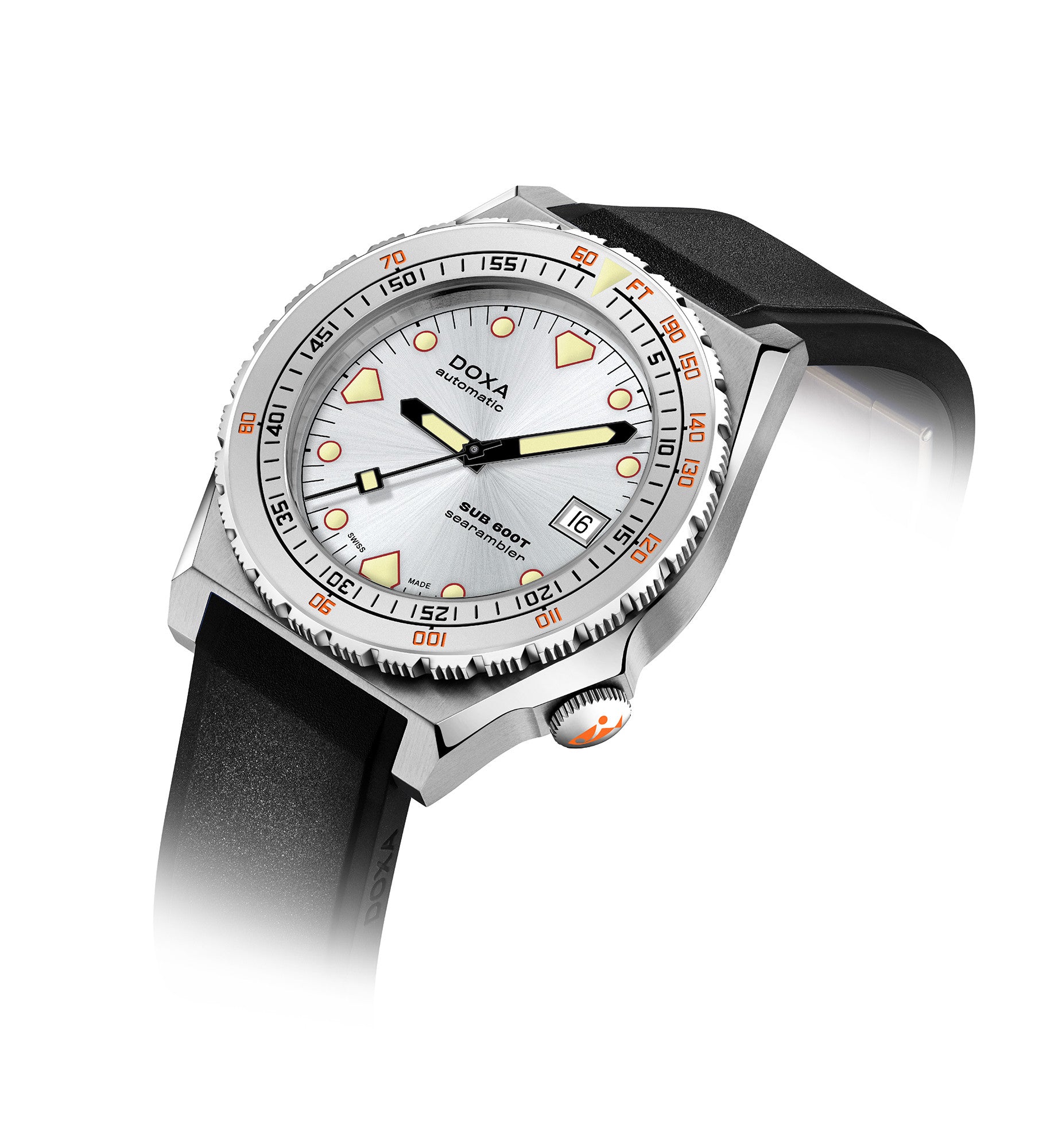 DOXA - Sub 600T Searambler Silver & Rubber Strap 862.10.021.20