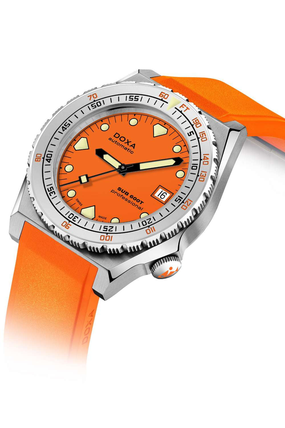 DOXA - Sub 600T Professional Orange & Rubber Strap 862.10.351.21