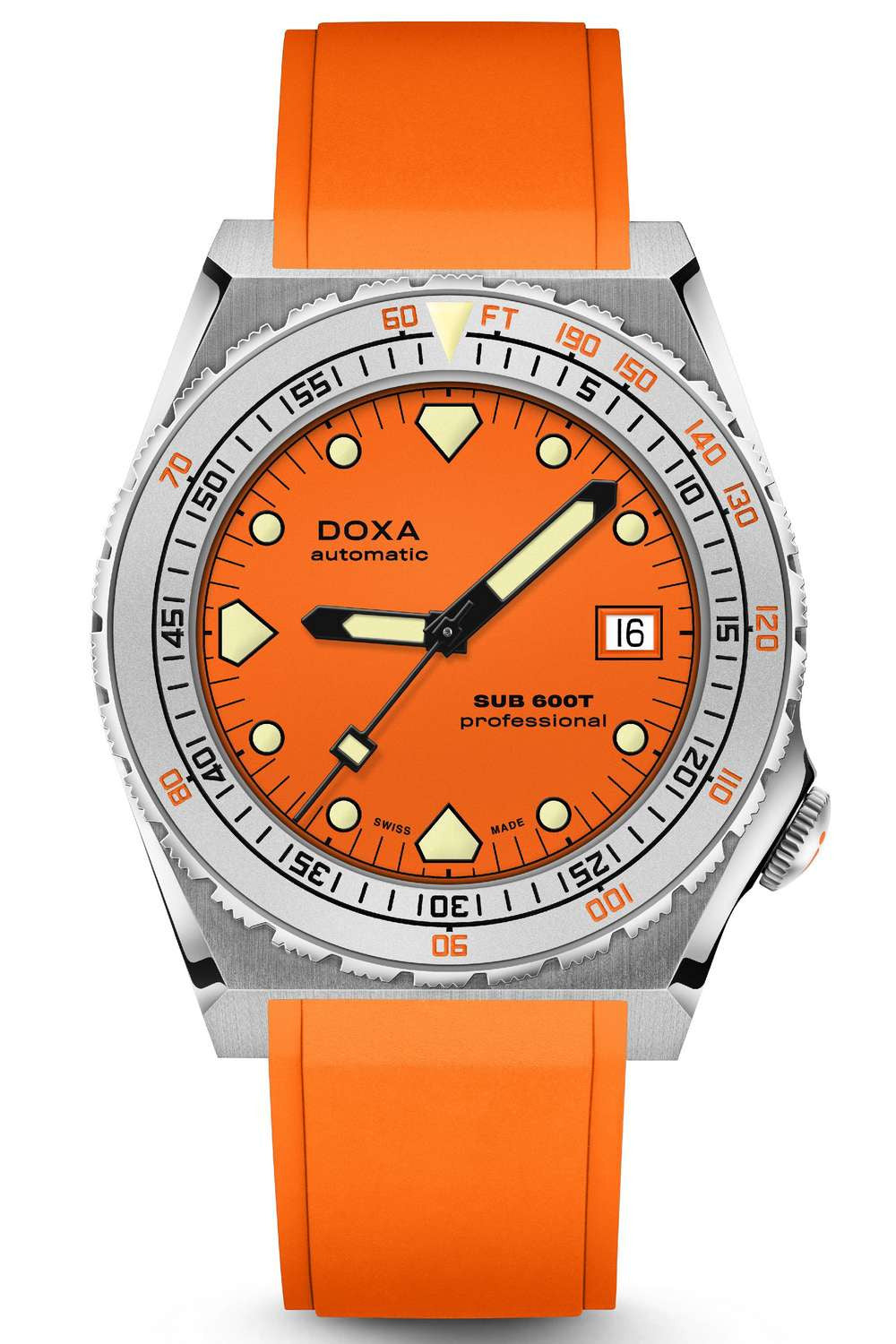 DOXA - Sub 600T Professional Orange & Rubber Strap 862.10.351.21