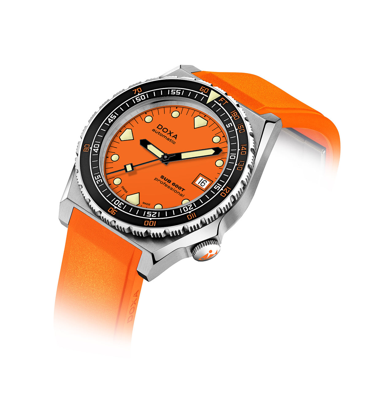 DOXA - Sub 600T Professional Ceramic Inlay Orange & Rubber Strap 861.10.361.31