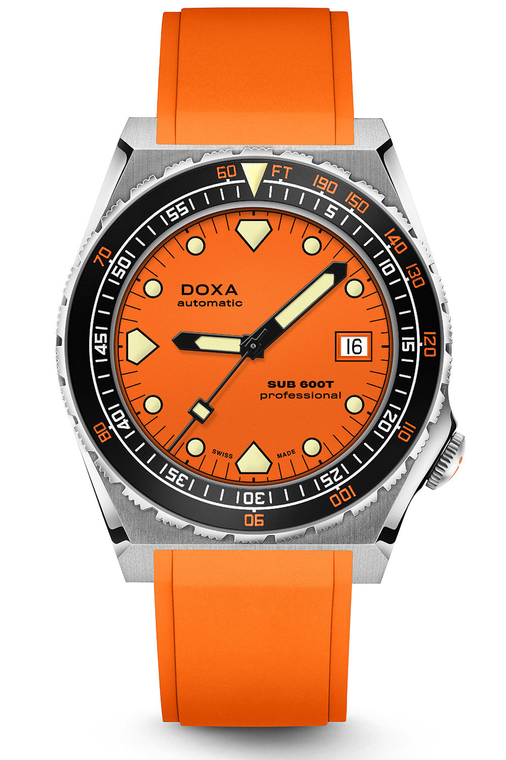 DOXA - Sub 600T Professional Ceramic Inlay Orange & Rubber Strap 861.10.361.31