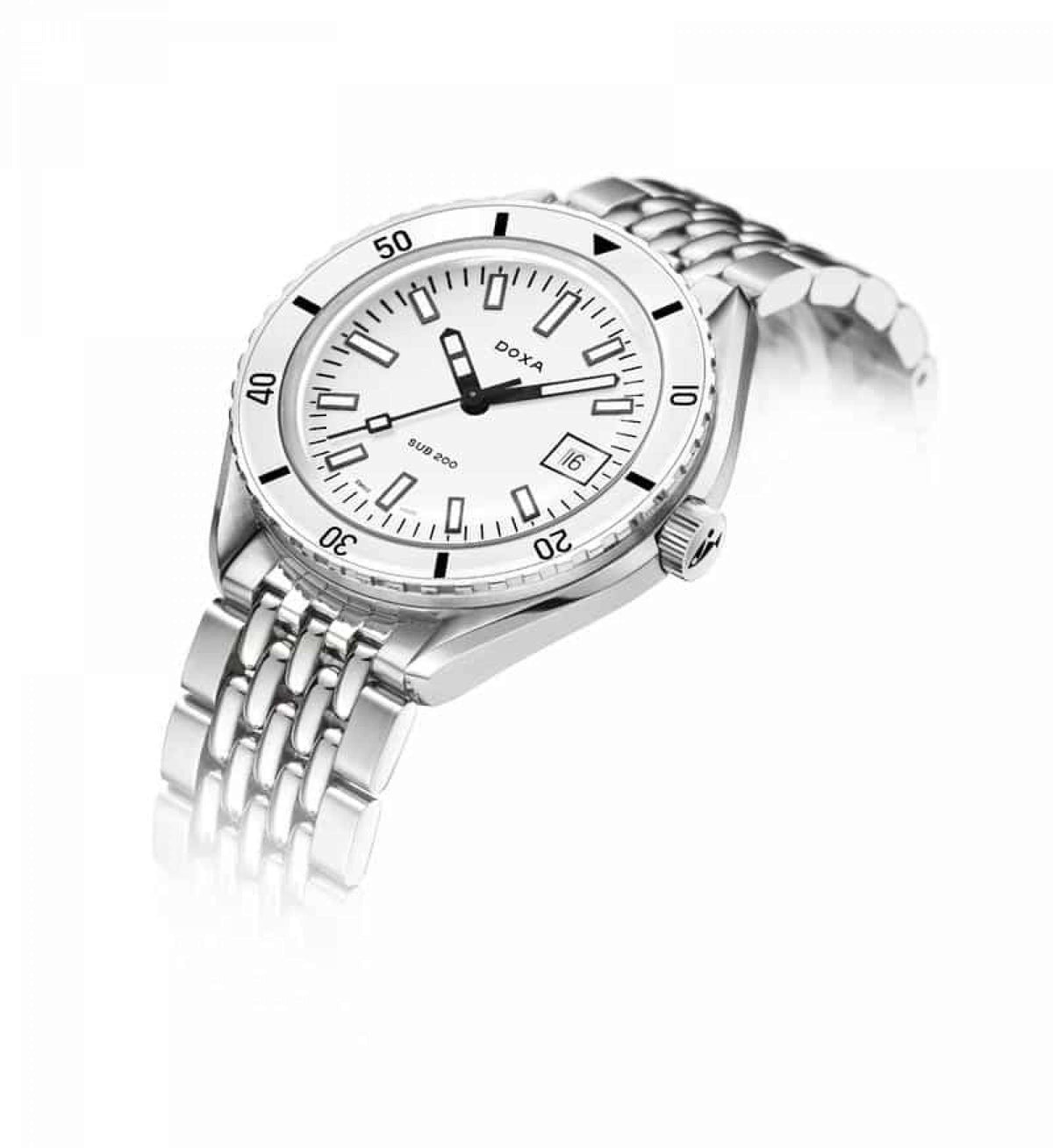 DOXA - SUB 200 Whitepearl White & Steel Bracelet 799.10.011.10