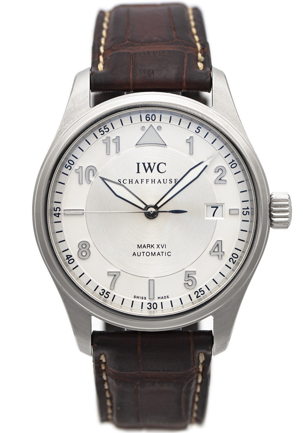SOLD - PRE-OWNED IWC Mark XVI Spitfire Automatic 39 mm Silver & Leather strap IW325502