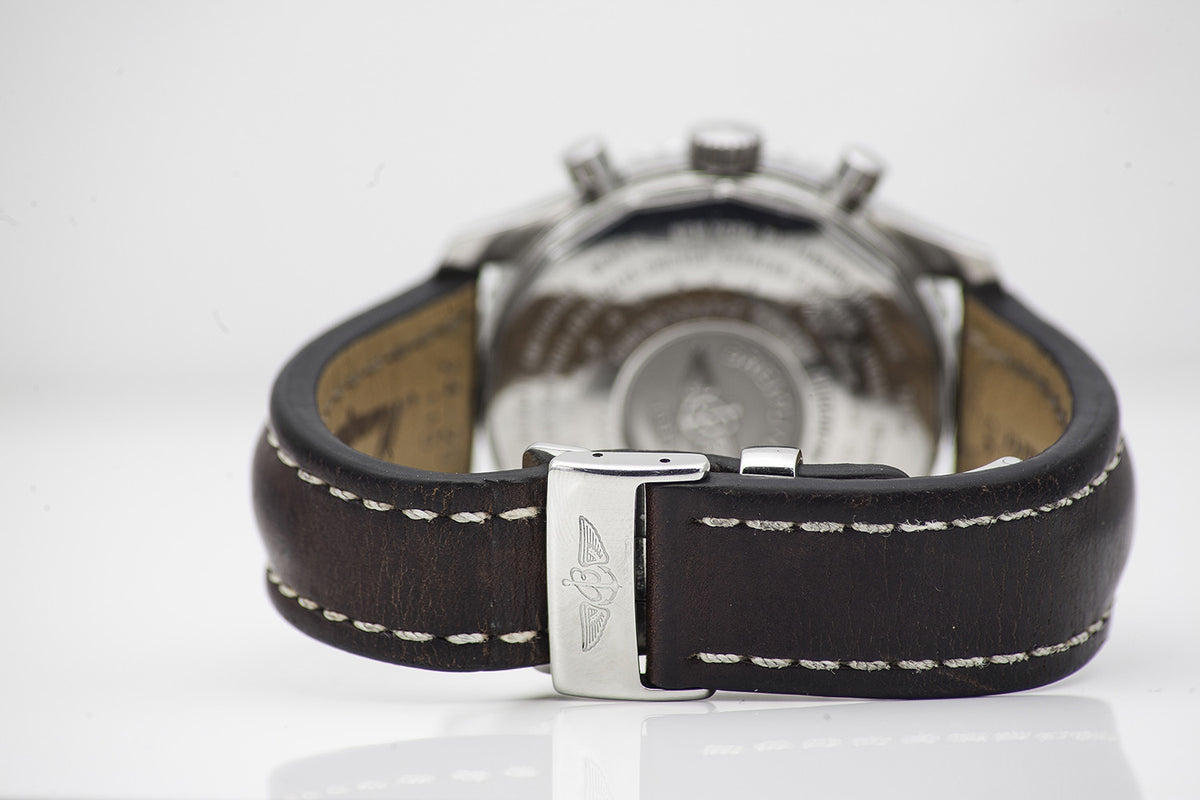 SÅLD - BEGAGNAD Breitling Navitimer GMT Chronograph Svart & Läderband A24322