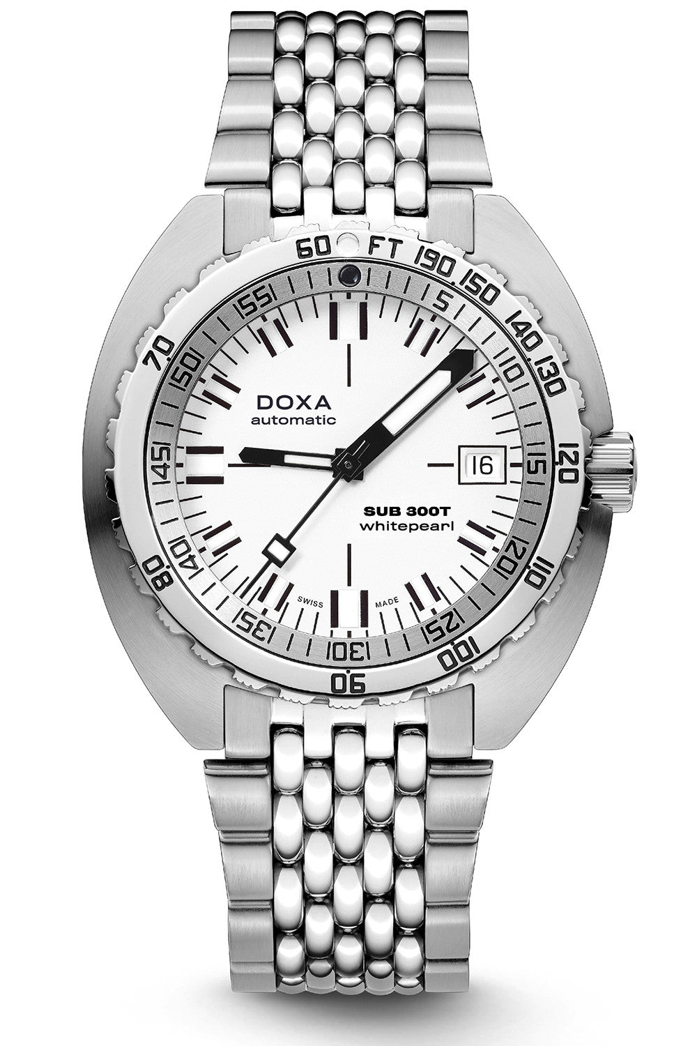 DOXA SUB 300T Whitepearl White & Steel Bracelet 840.10.011.10