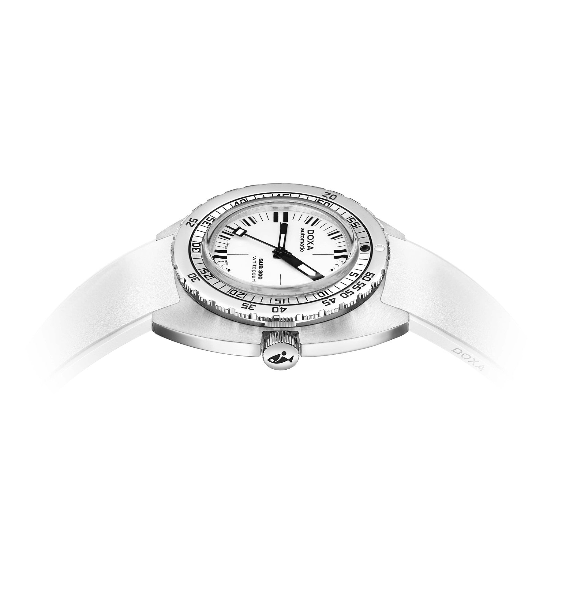 DOXA - Sub 300 Whitepearl White & Gummiband 821.10.011.23