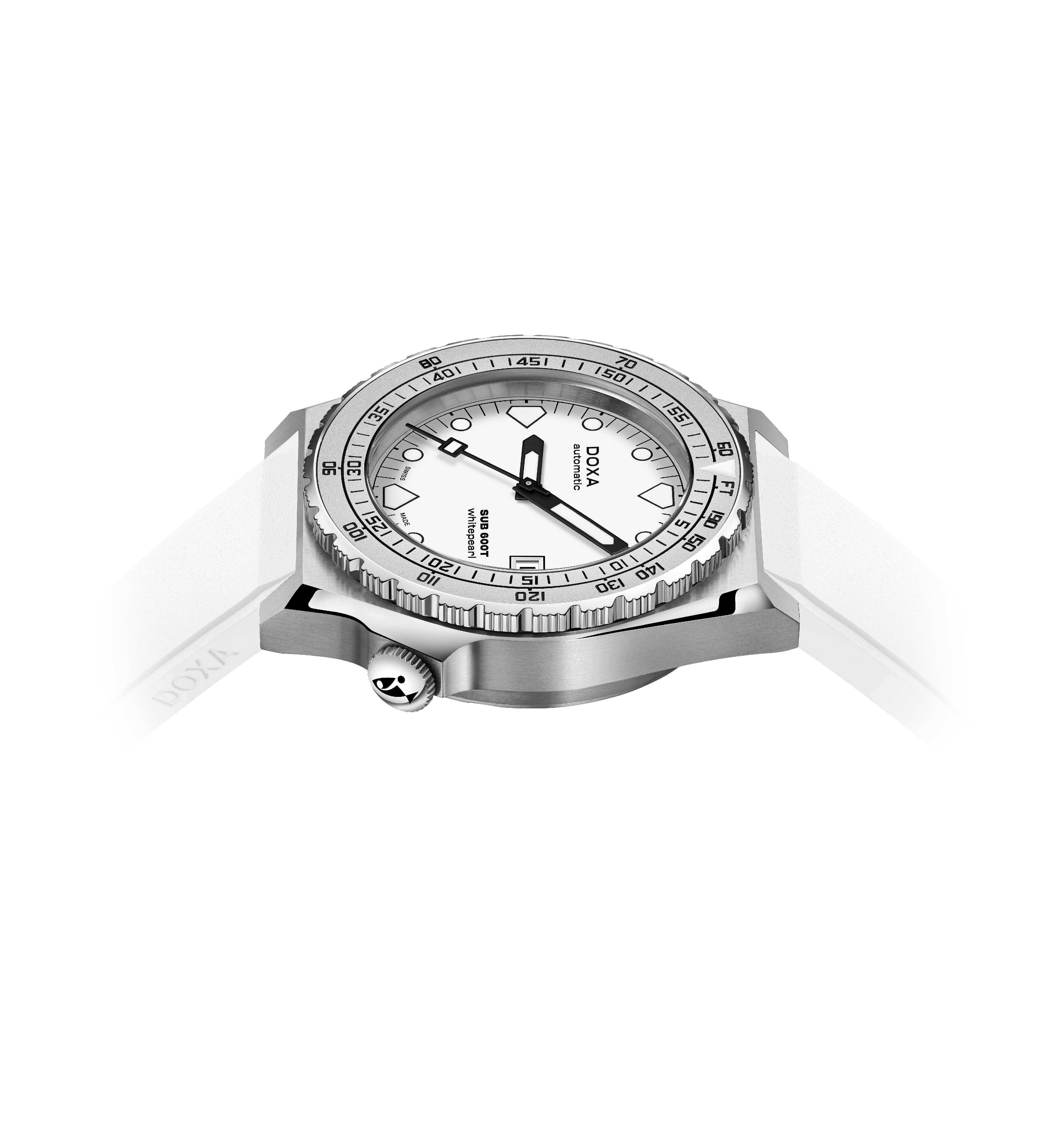 DOXA - Sub 600T Whitepearl Vit & Gummiarmband 862.10.011.23