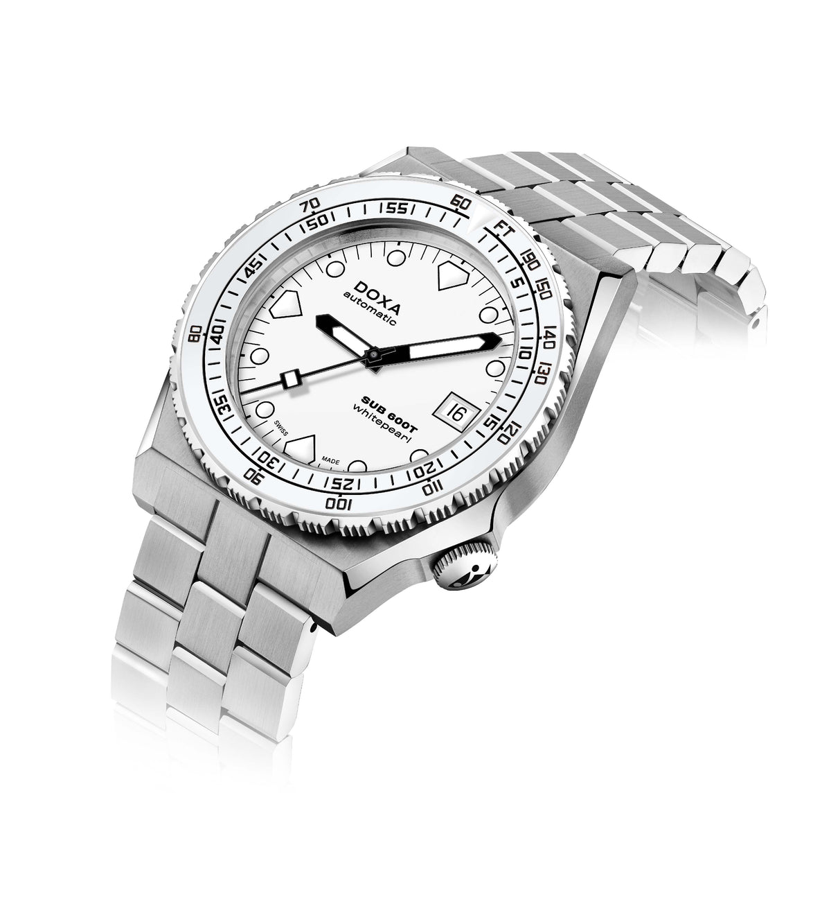 DOXA - Sub 600T Whitepearl Ceramic Inlay White & Steel Bracelet 861.10.011.23