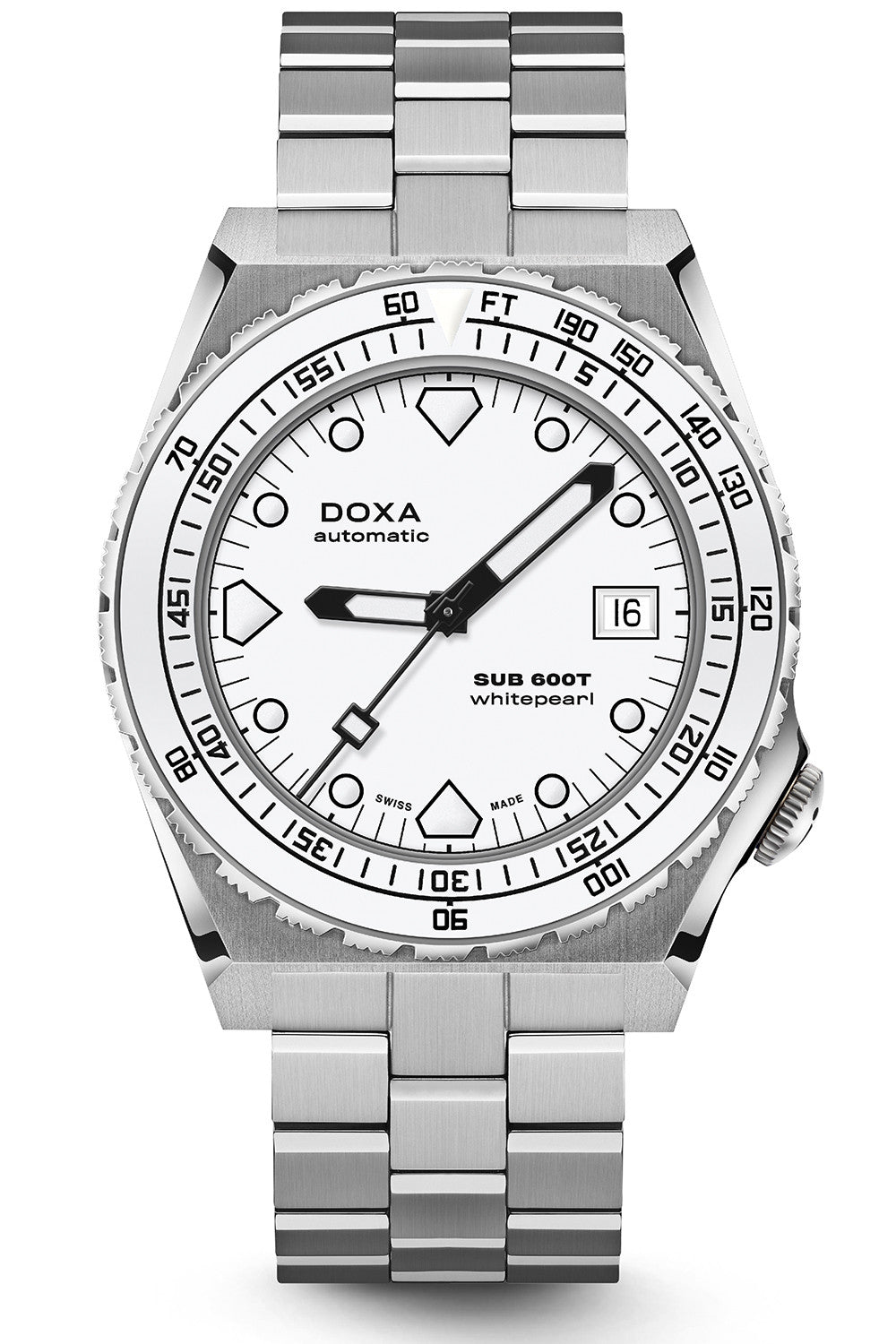 DOXA - Sub 600T Whitepearl Ceramic Inlay White & Steel Bracelet 861.10.011.23