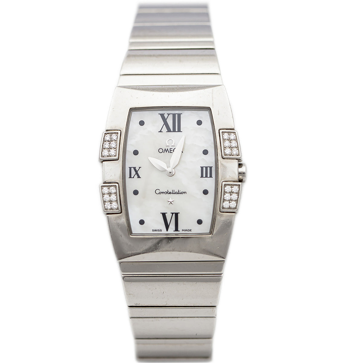 PRE-OWNED OMEGA Constellation Quadrella Stainless Steel Mother of Pearl Ref 15867000