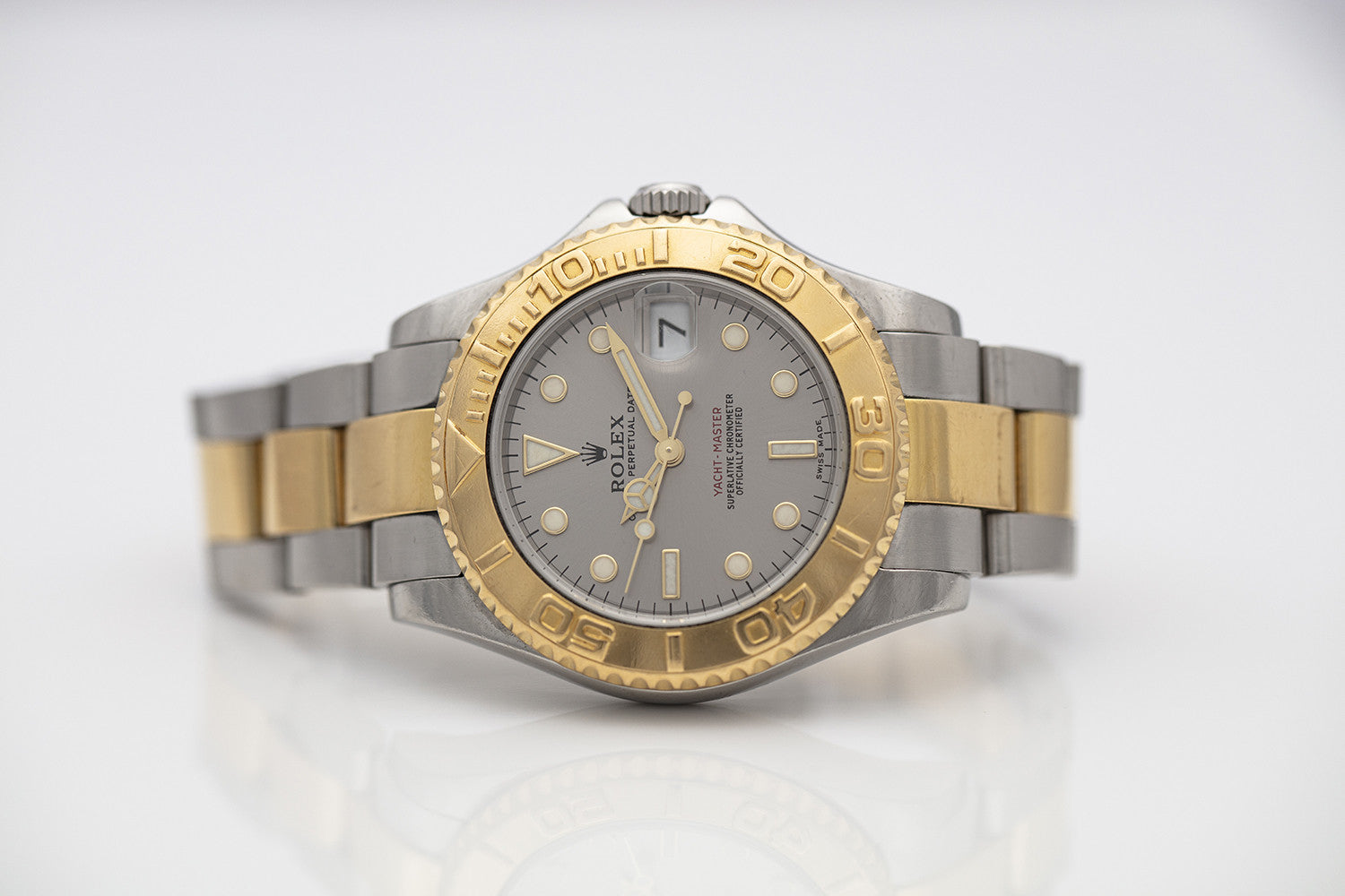 PRE-OWNED Rolex Yacht-Master Date 35 mm Silver, Steel & Gold Ref 168623