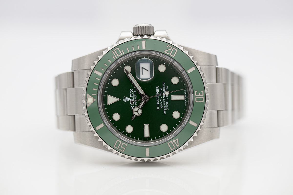 SÅLD - BEGAGNAD Rolex Submariner Date "Hulk" 40mm Grön Stål 116610LV