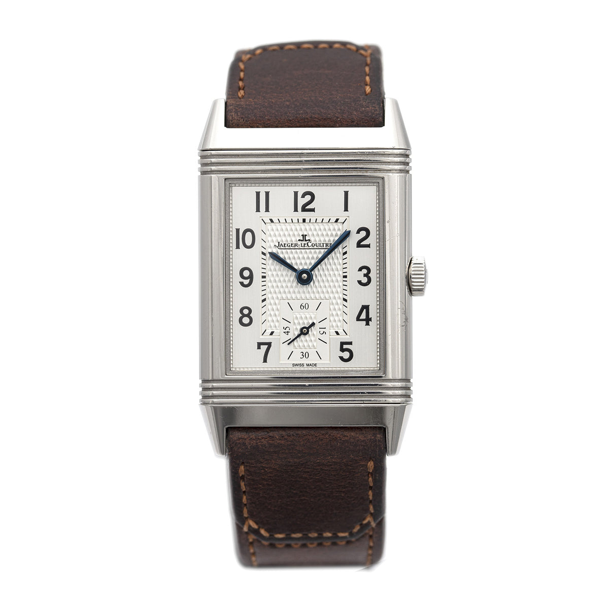 SÅLD – BEGAGNAD Jaeger-LeCoultre Reverso vit & läderarmband Q2438522