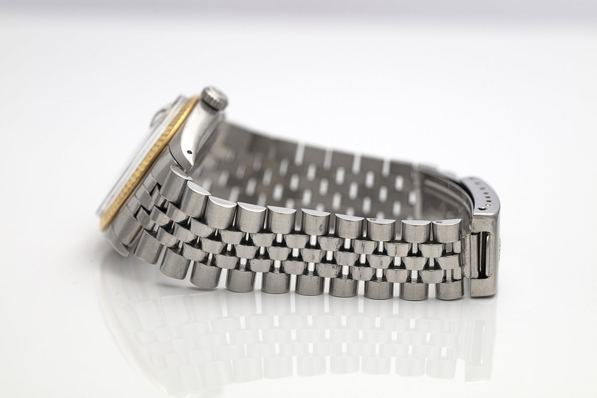 SÅLD - BEGAGNAD Rolex Datejust Grå 18k Bezel & Jubilee-länk 1979 Ref 1600