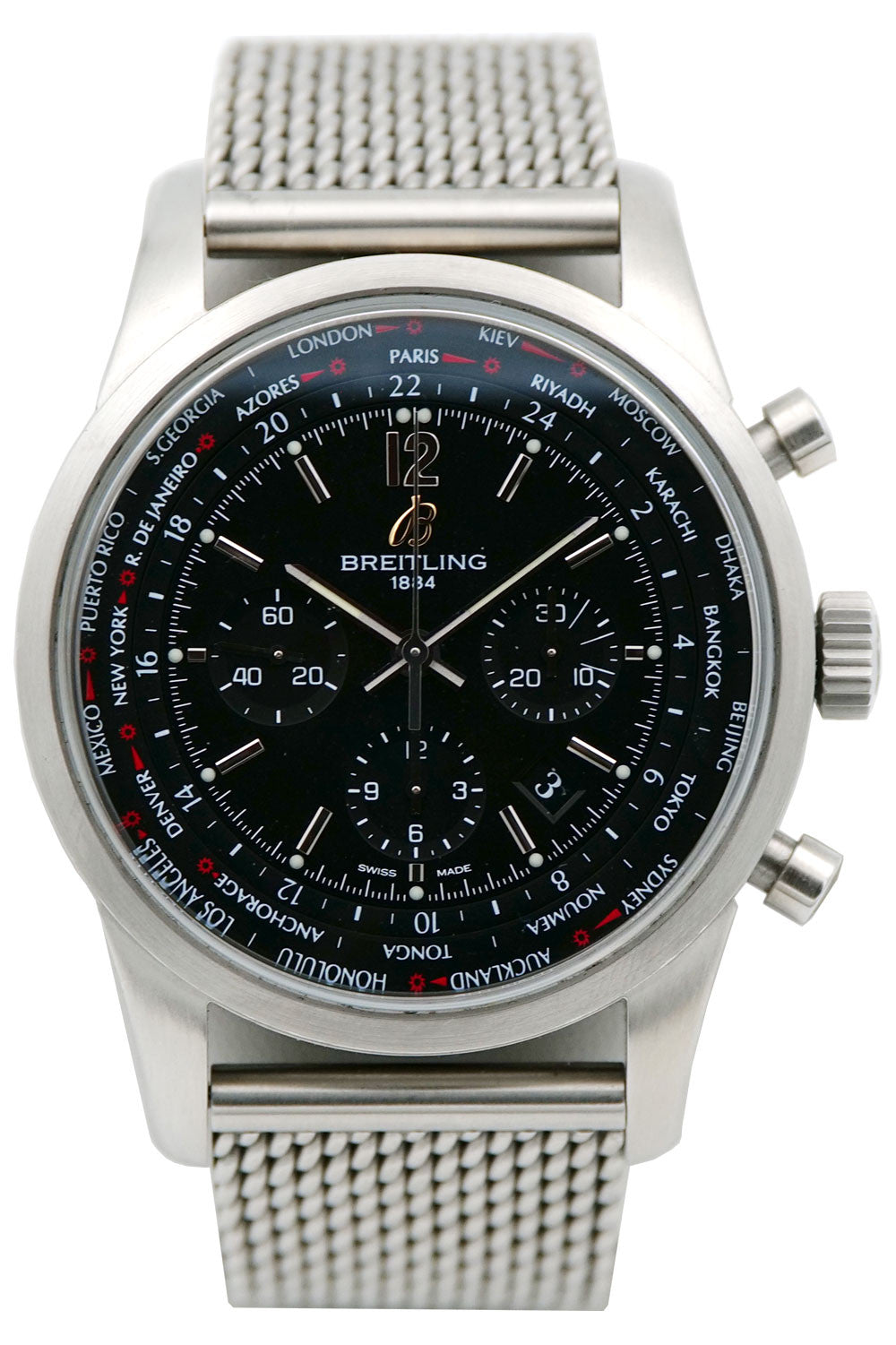 BEGAGNAD Breitling Transocean Unitime Pilot Svart & Armband AB0510U6/BC2