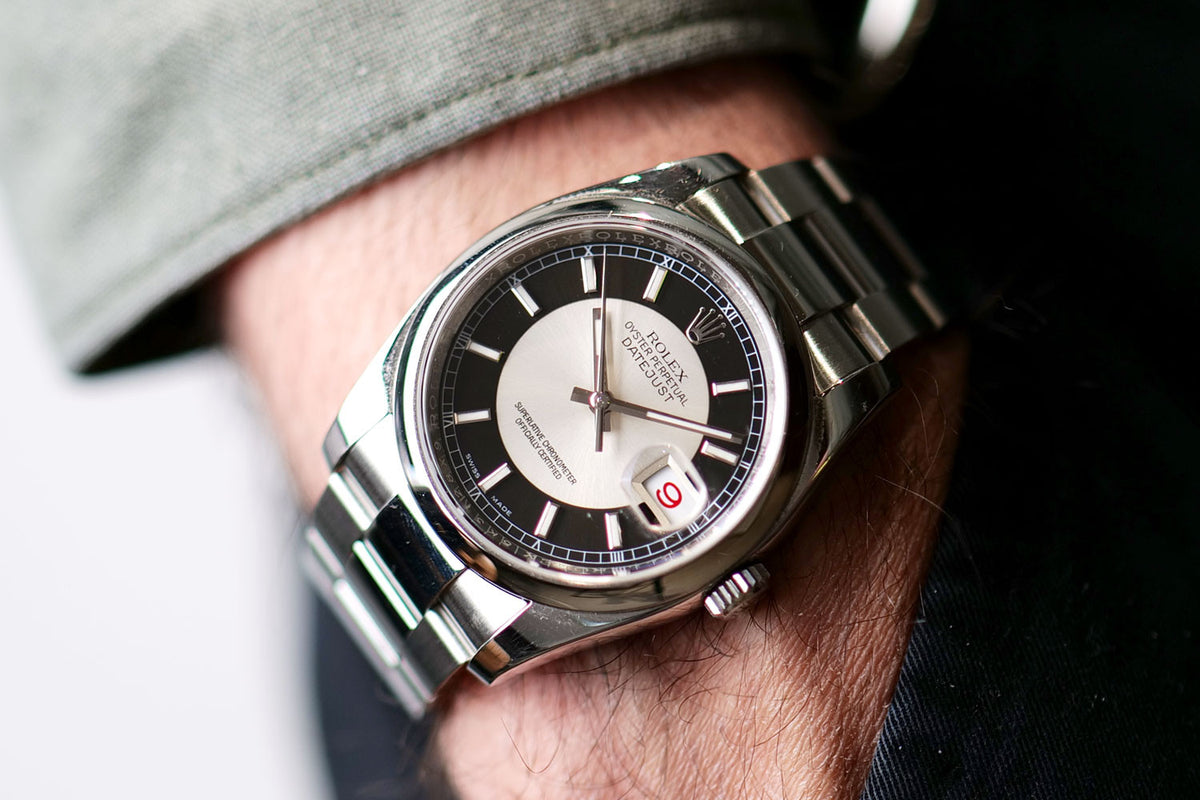 SÅLD – BEGAGNAD Rolex Datejust Tuxedo 36mm 116200